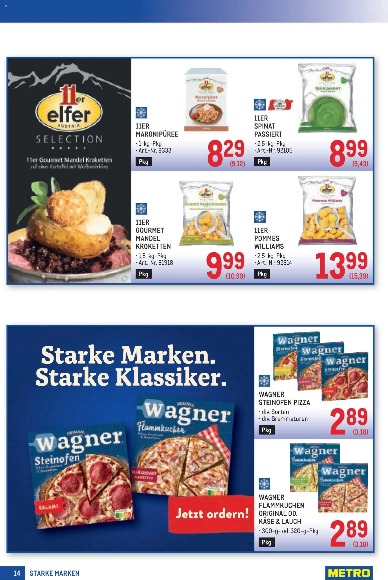 Metro angebote Starke Marken gültig ab 17.09.2026 | Seite: 14 | Produkte: Mandel, Käse, Salami, Pizza