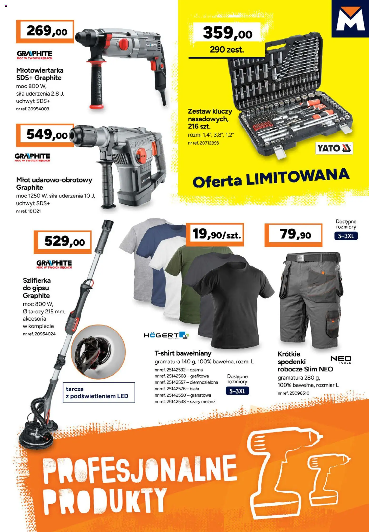 Bricoman gazetka od 20.07.2026 | Strona: 9 | Produkty: Spodenki, Młotowiertarka, Szlifierka
