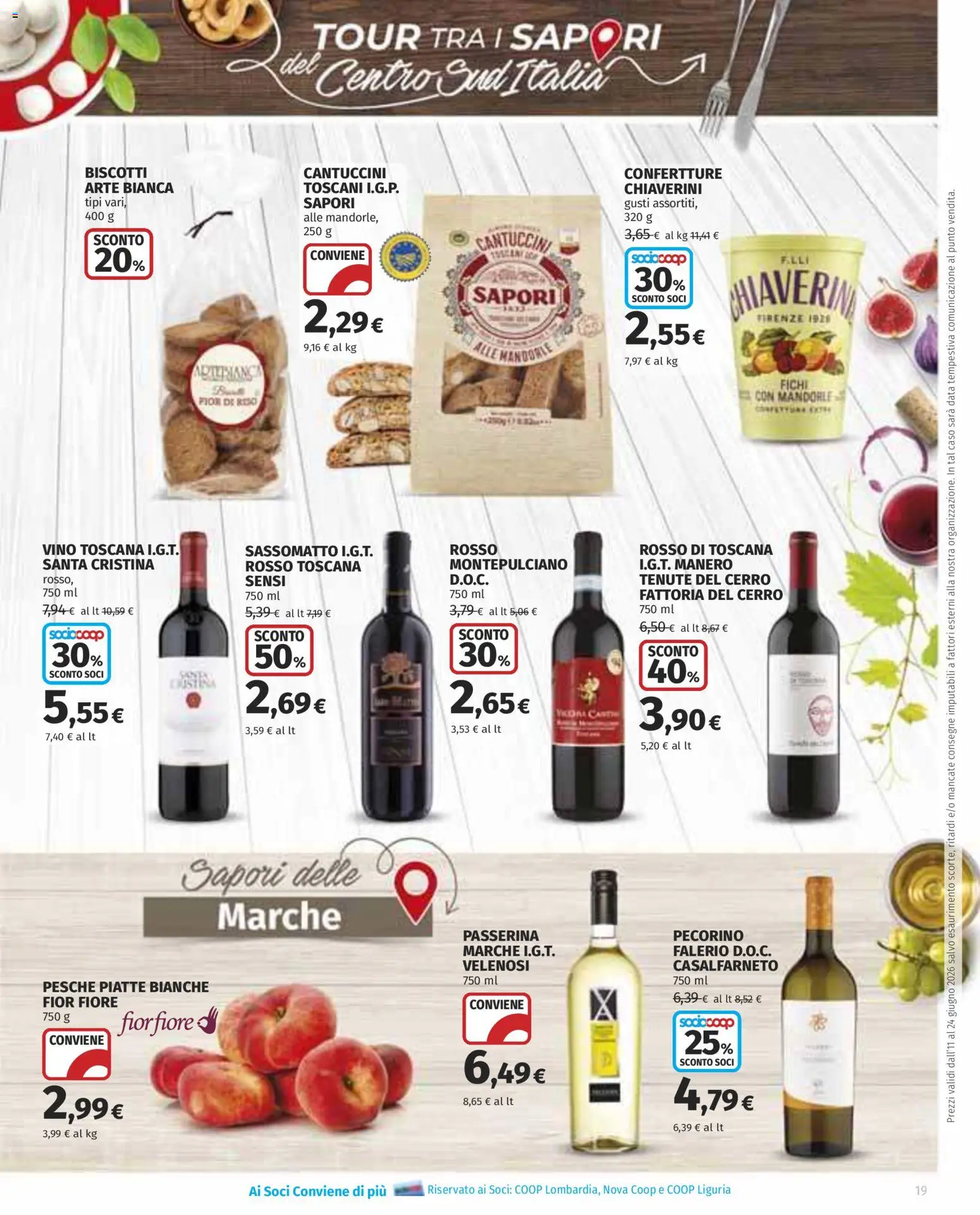 Volantino COOP del 11.06.2026 | Pagina: 19 | Prodotti: Biscotti, Mandorle, Data, Pecorino