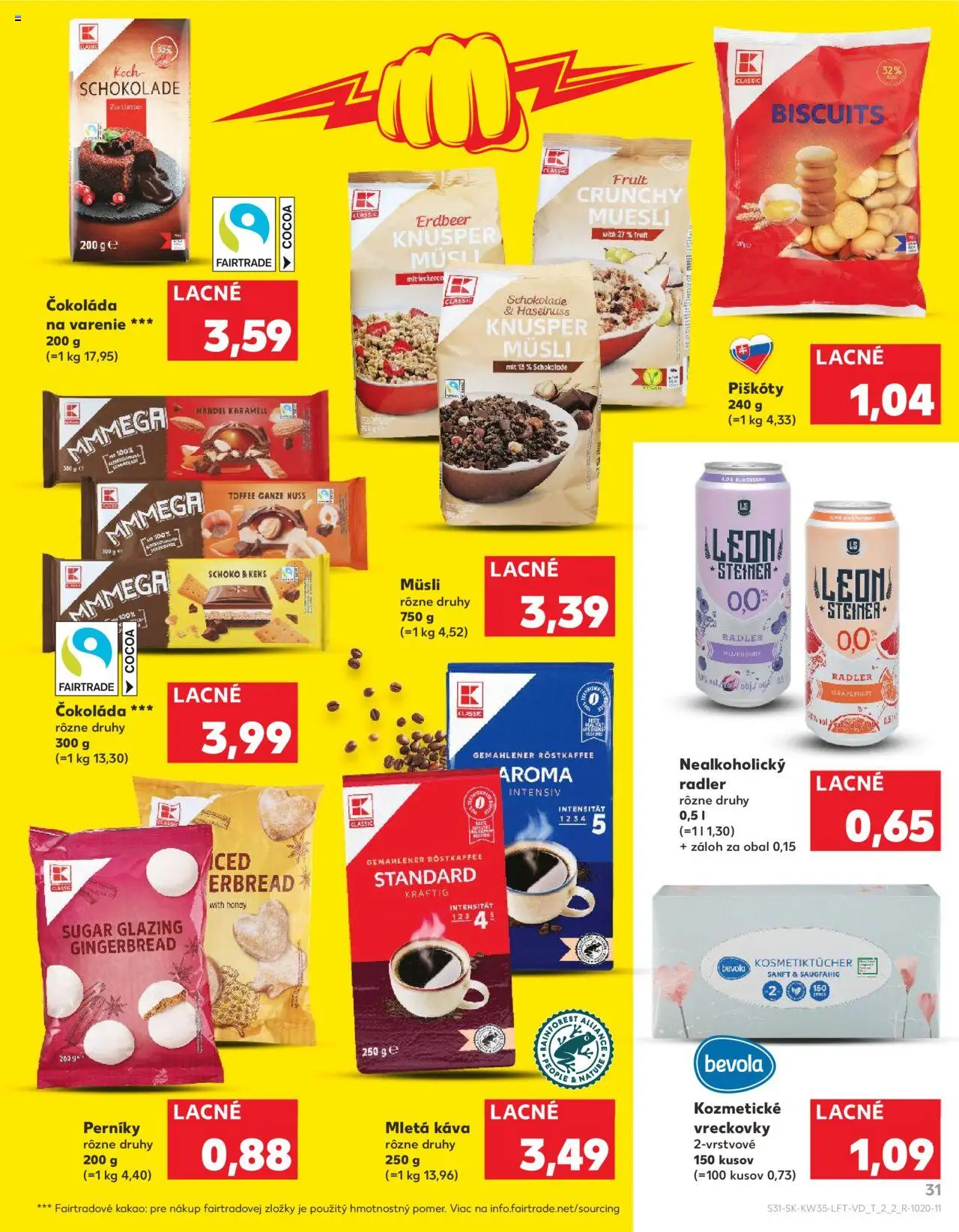 Nové Kaufland akcie – leták je platný od 28.08.2025 | Strana: 31 | Produkty: Káva, Radler, Čokoláda, Kakao