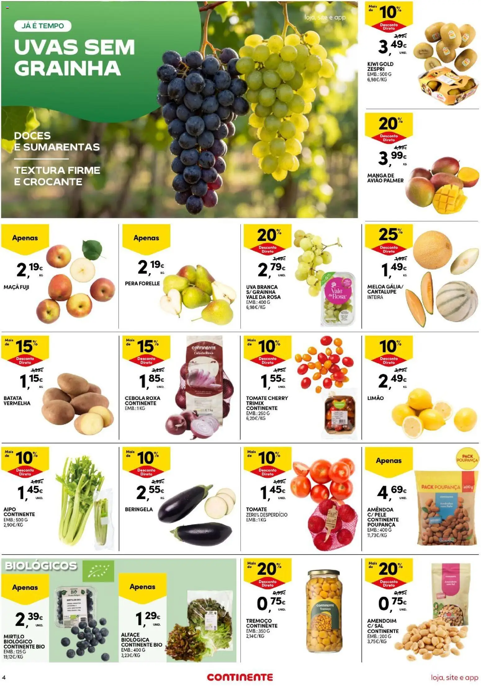 Continente Semanal Continente Bom Dia │ válido de 11/08/2026 | Página: 4 | Produtos: Manga, Aipo, Beringela, Doces