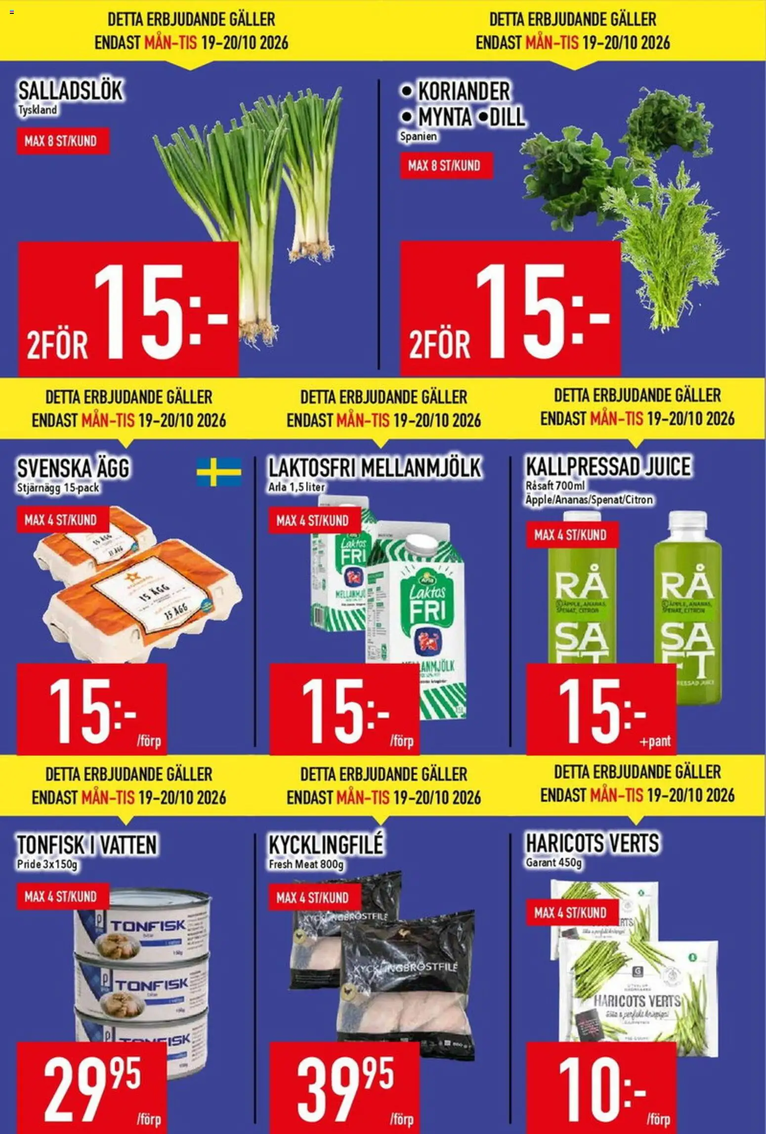 Matdax reklamblad aktuell från 19/10/2026 | Sida: 2 | Produkter: Haricots verts, Citron, Mynta, Koriander