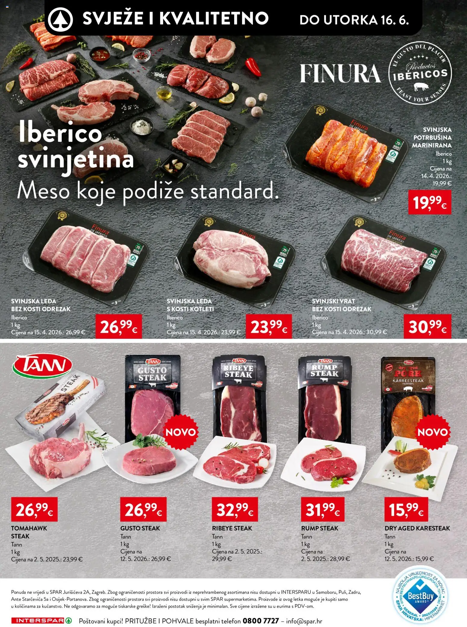 Interspar katalog | vrijedi od 10.06.2026 | Stranica: 10 | Proizvodi: Svinjski vrat, Meso, Svinjetina, Telefon