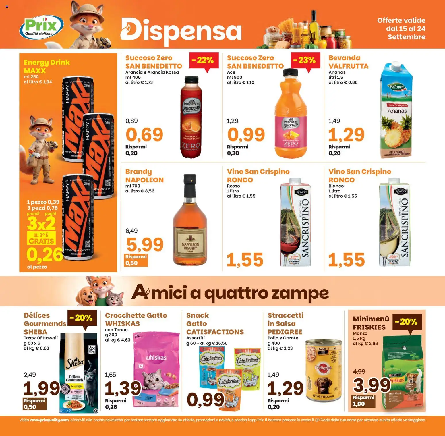 Volantino Prix del 15/09/2026 | Pagina: 18 | Prodotti: Vino, Tonno, Arancia, Brandy