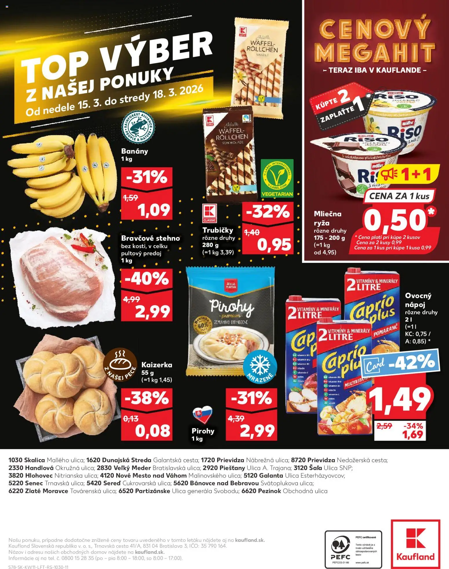 Nové Kaufland akcie – leták je platný od 12.03.2026 | Strana: 78 | Produkty: Pirohy, Banány, Ryža, Bravčové stehno