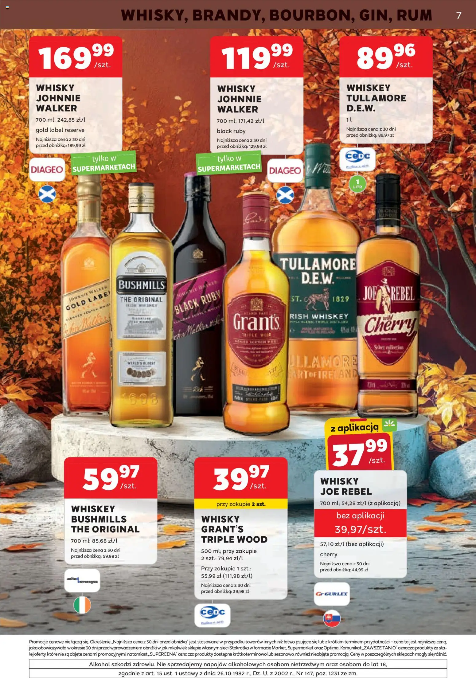 Stokrotka gazetka - Oferta alkoholowa od 29.10.2026 | Strona: 7 | Produkty: Grant's, Stokrotka, Alkohol, Whisky