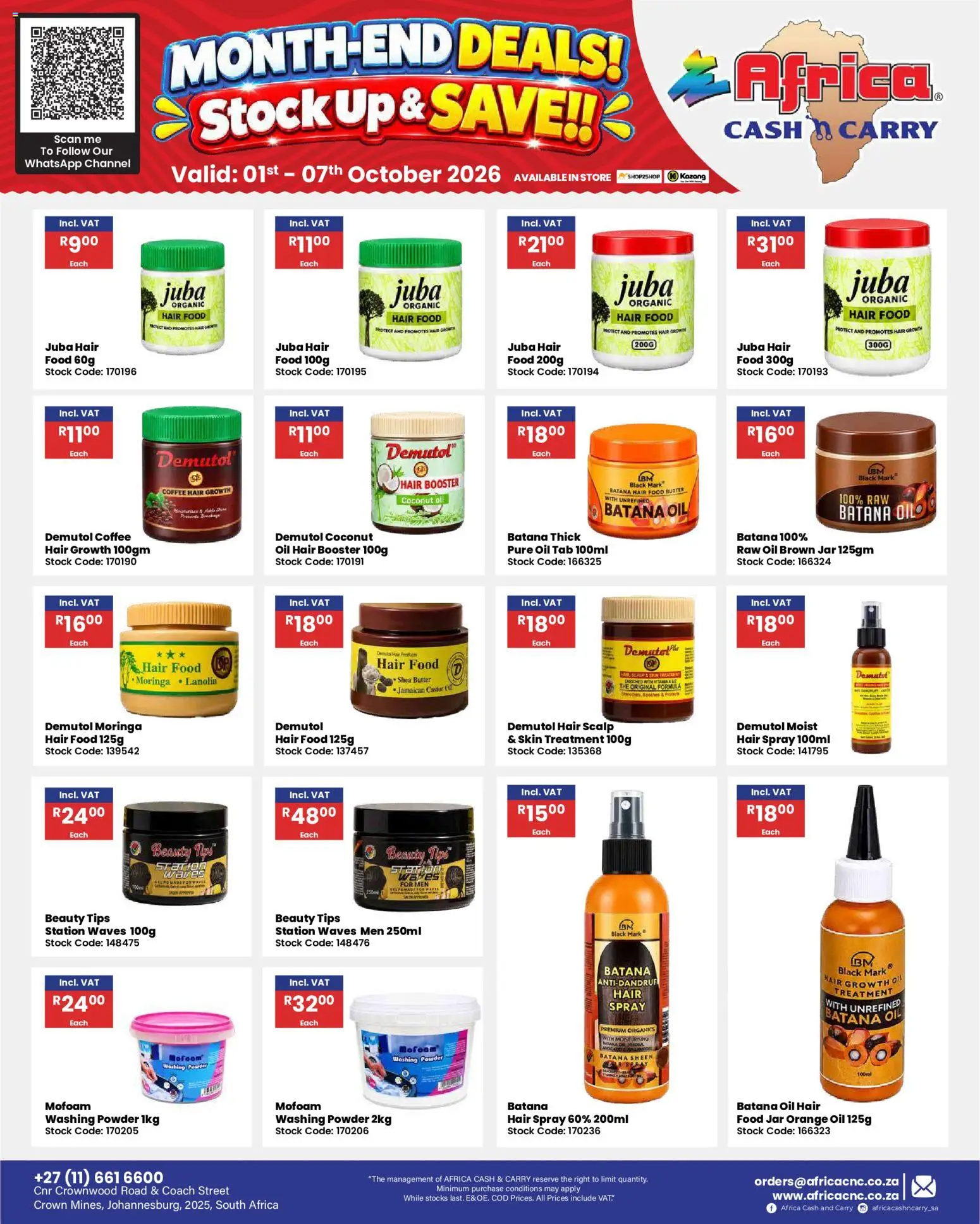 New Africa Cash & Carry catalogue – valid from 01/10/2026 | Page: 68 | Products: Butter, Powder, Stock, Coconut oil
