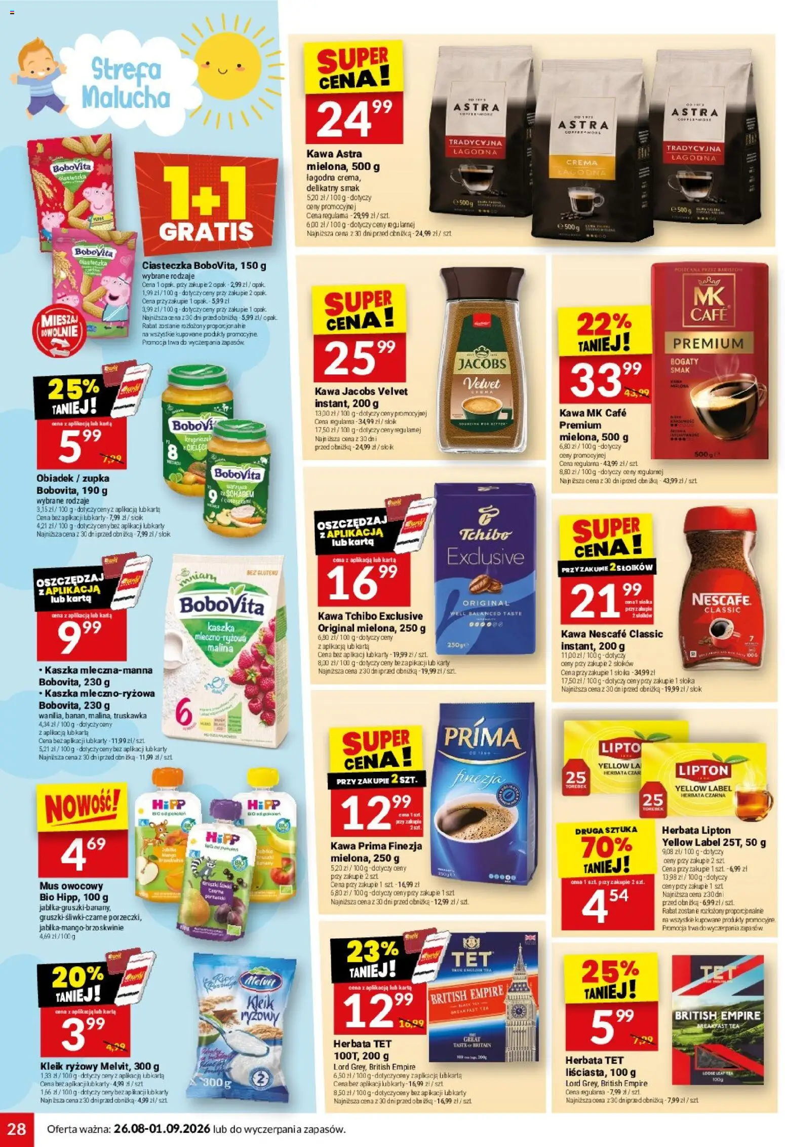 Twój Market gazetka od 26.08.2026 | Strona: 28 | Produkty: Jacobs, Tchibo exclusive, Herbata lipton, Kawa tchibo