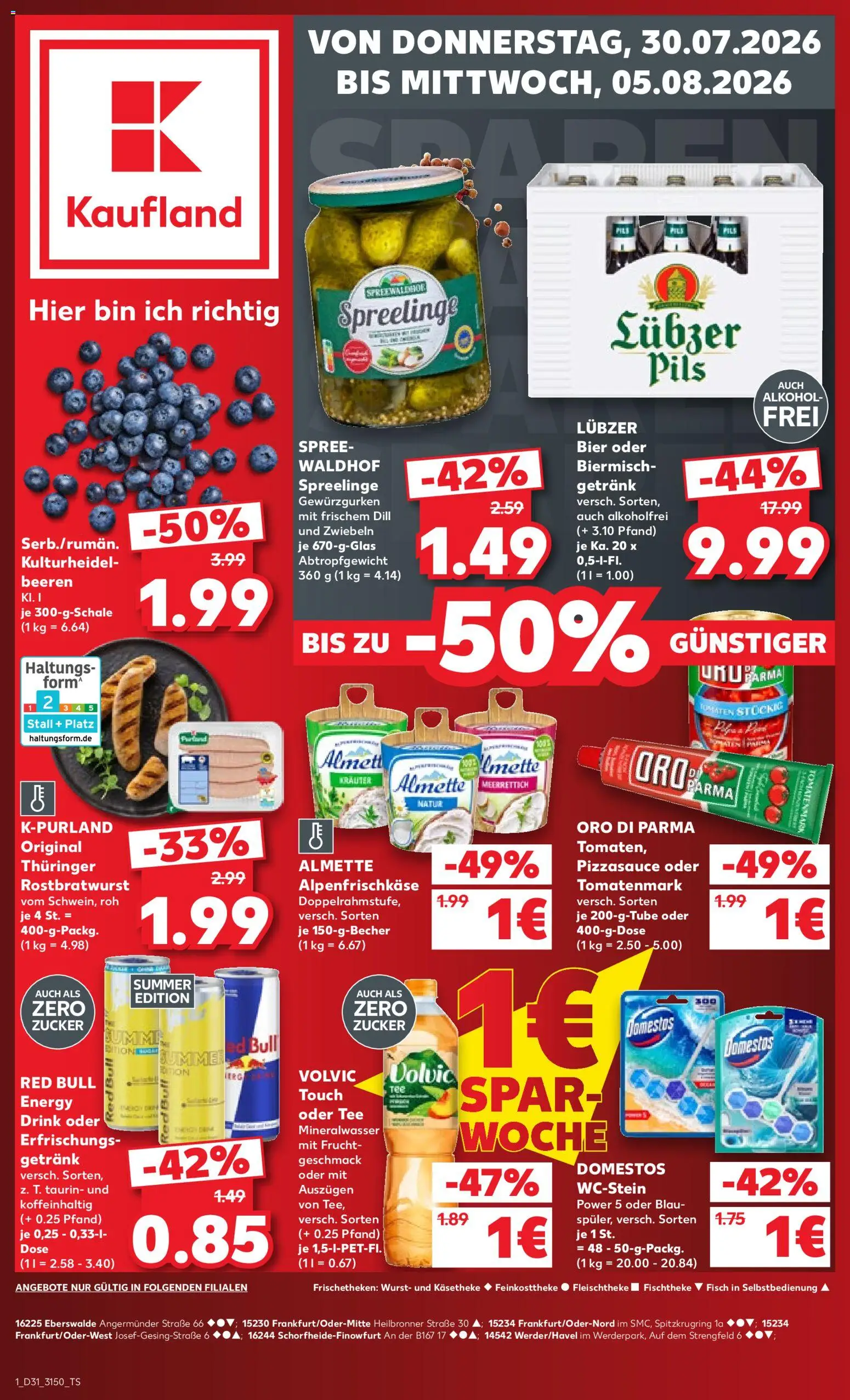 Kaufland Prospekt Frankfurt (Oder) – gültig ab 30.07.2026 | Seite: 1 | Produkte: Pils, Tomaten, Fisch, Dill