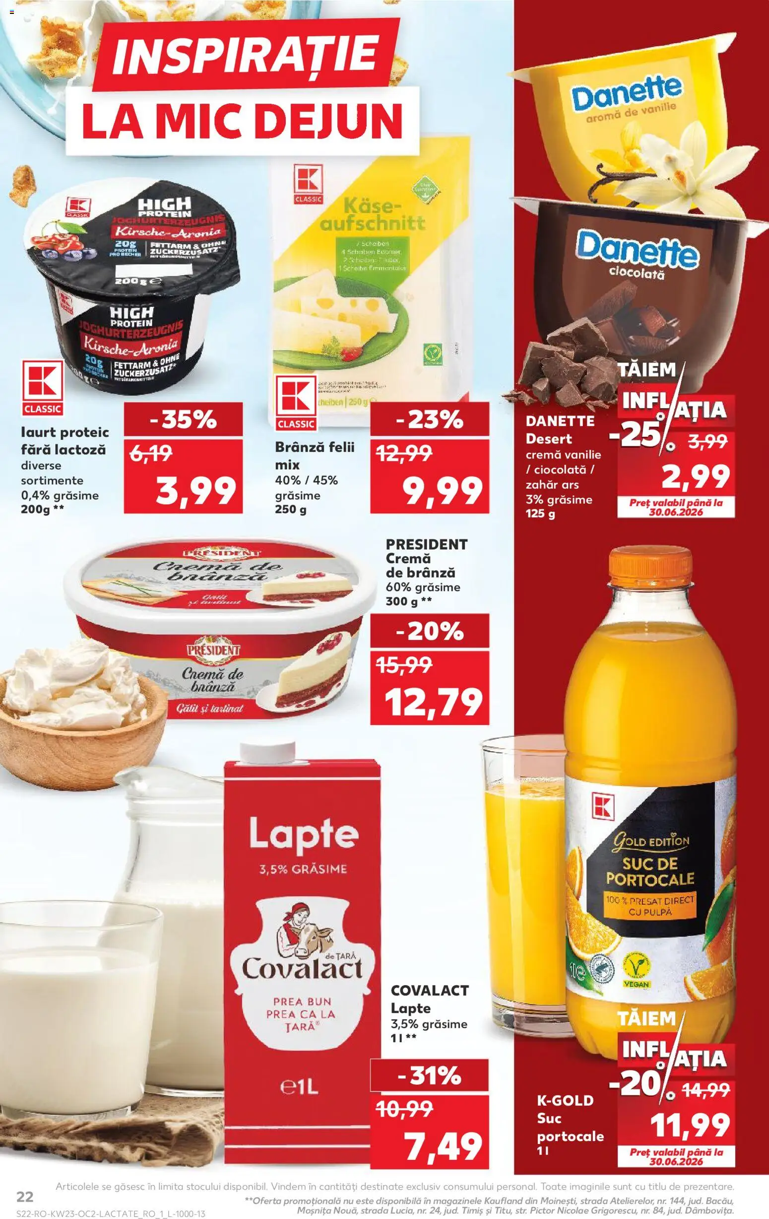 Noul catalog Kaufland – valabil de la 03.06.2026 | Pagină: 22 | Produse: Lapte, Cremă, Ciocolată, Cremă de brânză