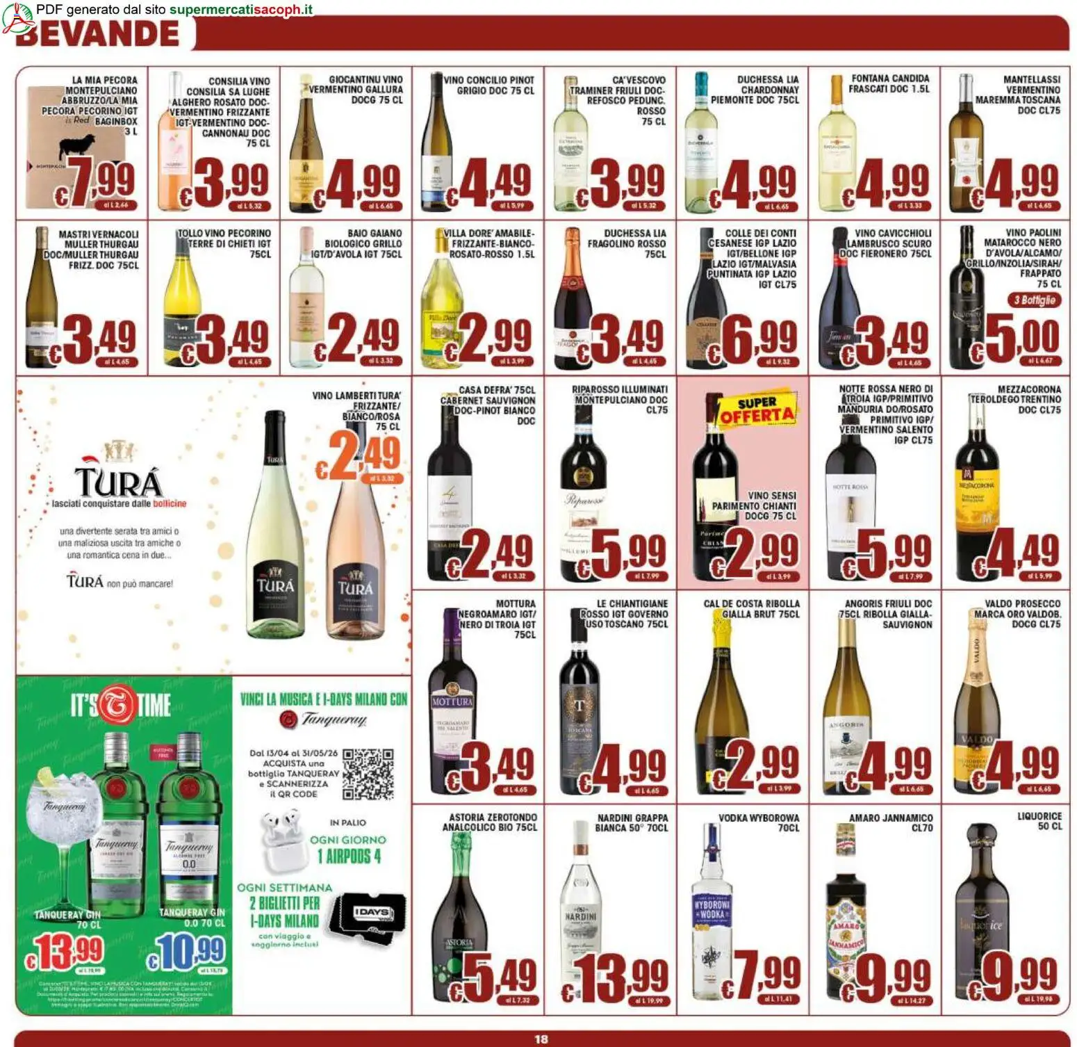 Volantino Sacoph del 20.05.2026 | Pagina: 18 | Prodotti: Gin, Pecorino, Grappa, Airpods