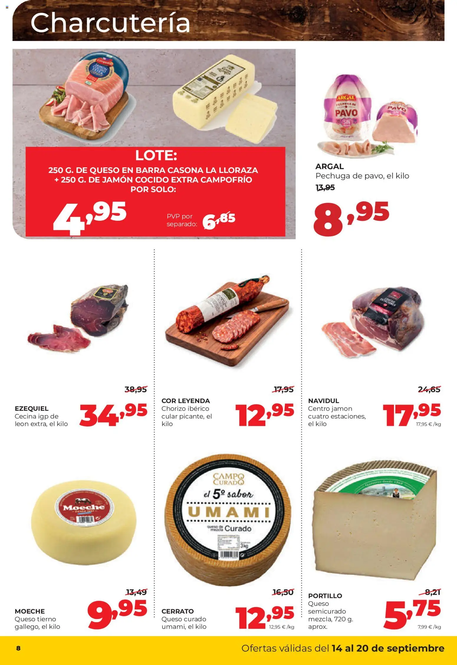 Alimerka folleto Castilla y León │ válido desde el 14/09/2026 | Página: 8 | Productos: Queso, Jamón, Jamón cocido, Pavo