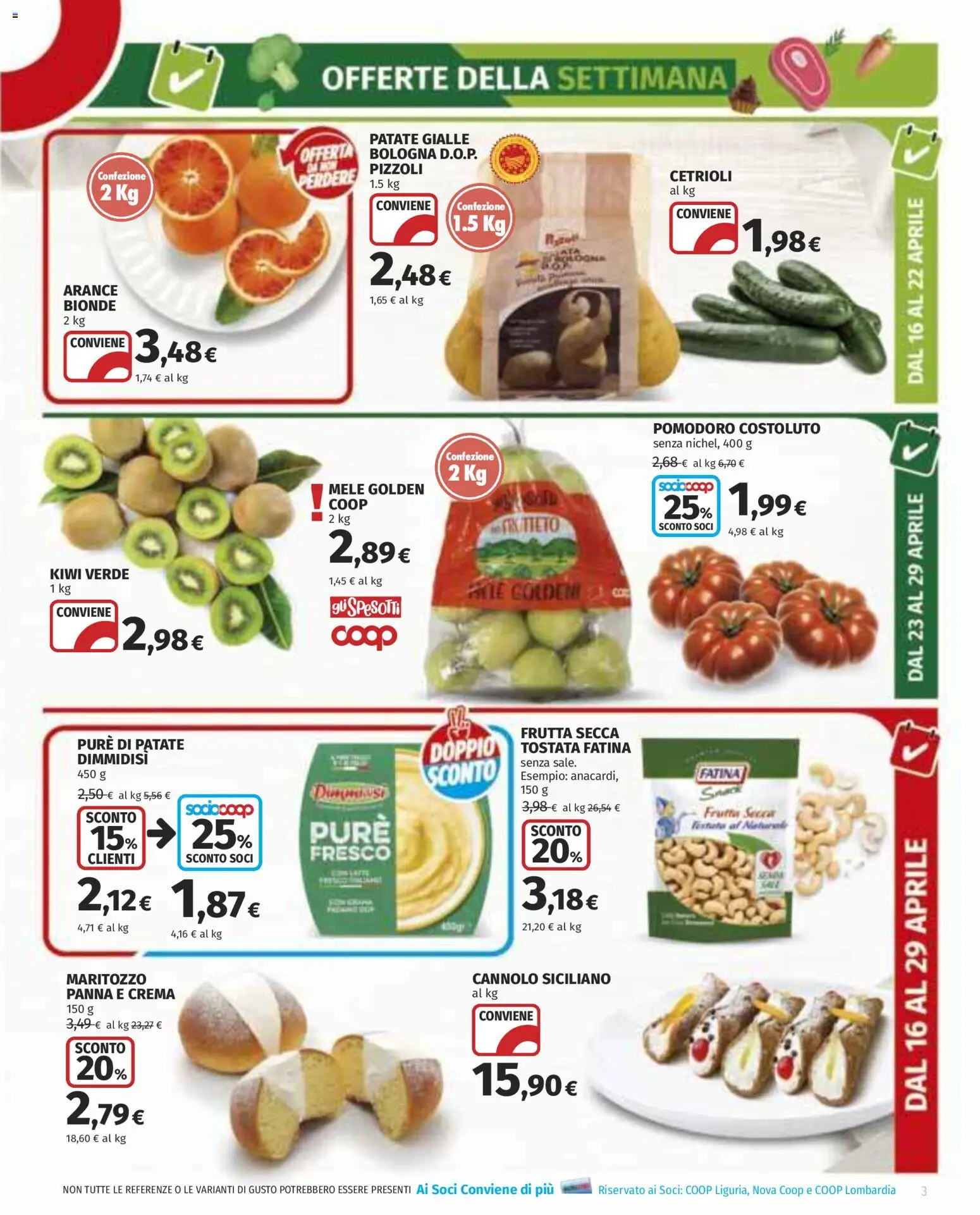 Volantino COOP del 16.04.2026 | Pagina: 3 | Prodotti: Crema, Mele, Arance, Kiwi
