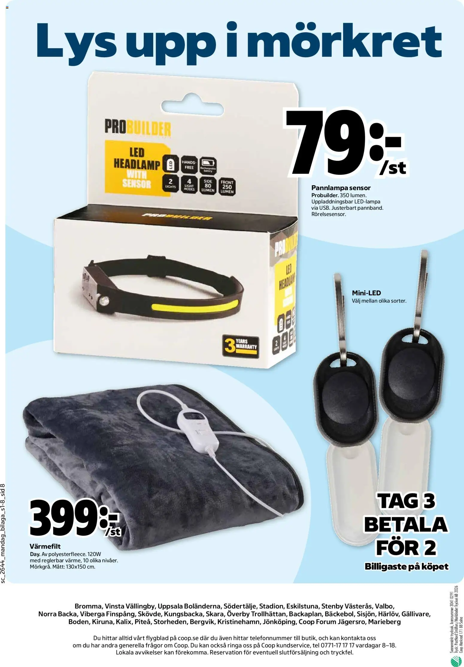 Stora Coop reklamblad aktuell från 26/10/2026 | Sida: 20 | Produkter: Värmefilt, Pannlampa