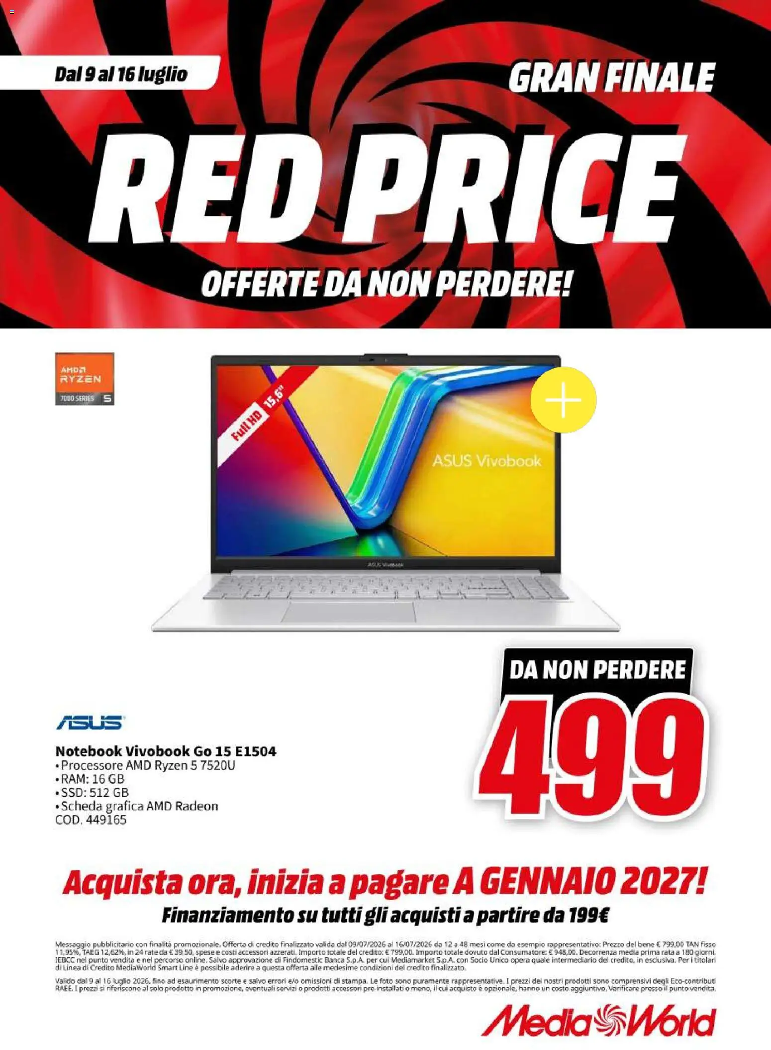 Volantino Media World del 09/07/2026 | Pagina: 42 | Prodotti: Notebook