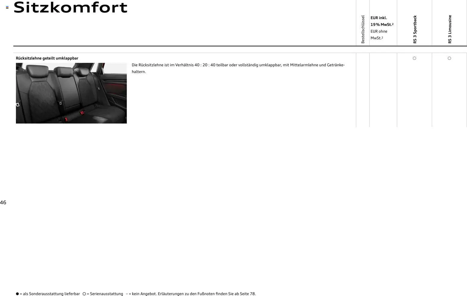 Audi RS 3 Sportback / RS 3 Limousine – gültig ab 28.10.2025 | Seite: 46 | Produkte: Wasser