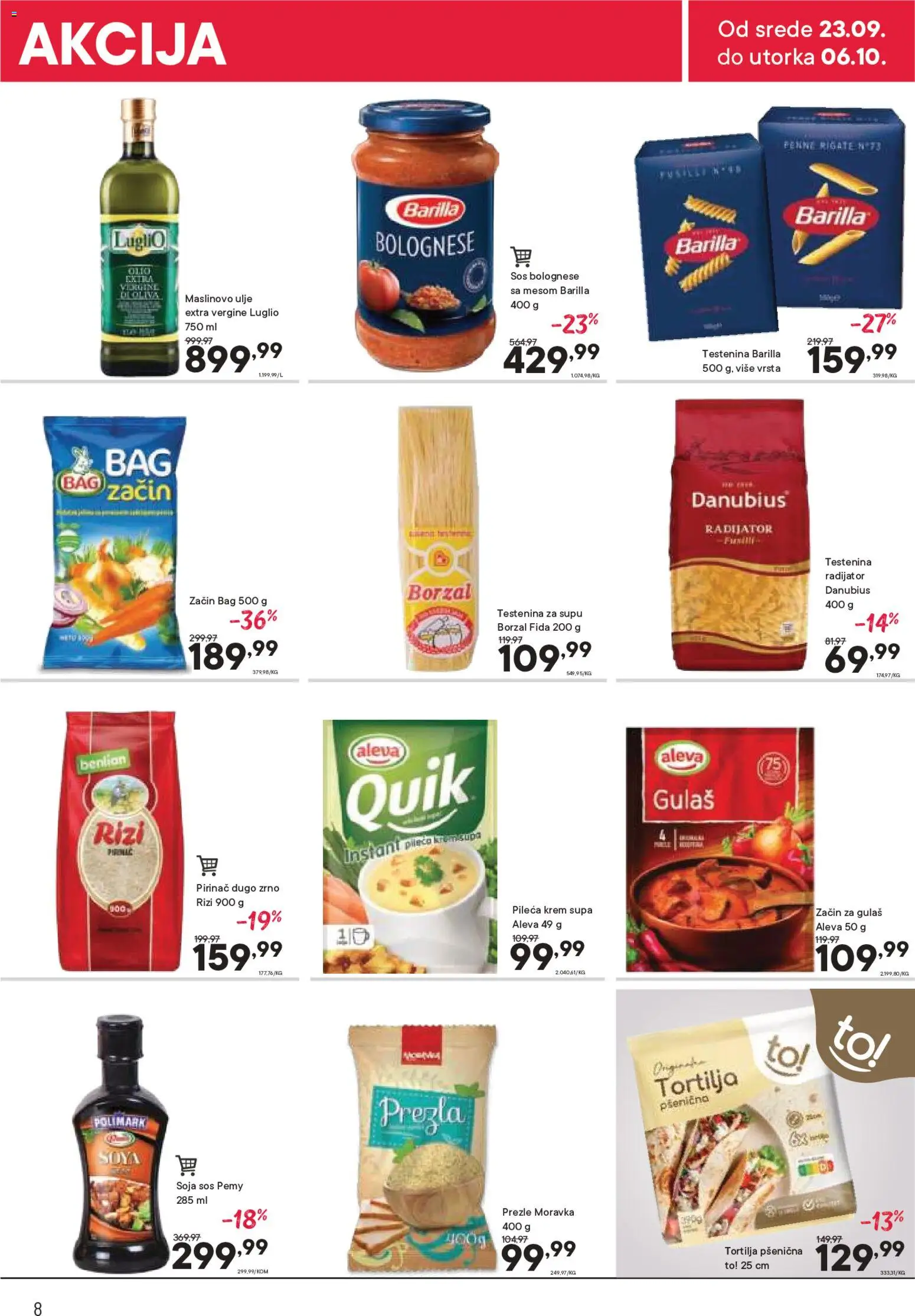 PerSu katalog - važi od 23.09.2026 | Strana: 8 | Proizvode: Prezle, Barilla, Radijator, Maslinovo ulje
