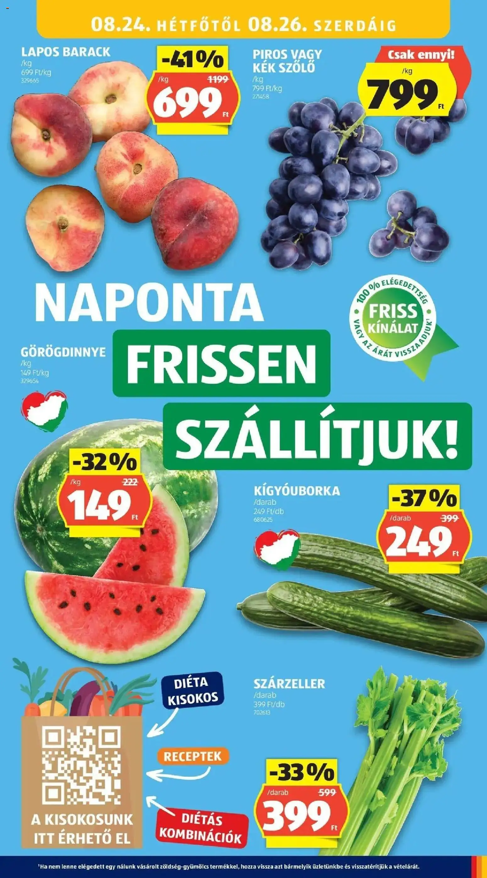 Aldi aktuális akciós újság - 2026.08.21. -tól/töl > akció, lapozható szórólap 🛍️ | Oldal: 13 | Termékek: Görögdinnye, Szőlő, Kígyóuborka