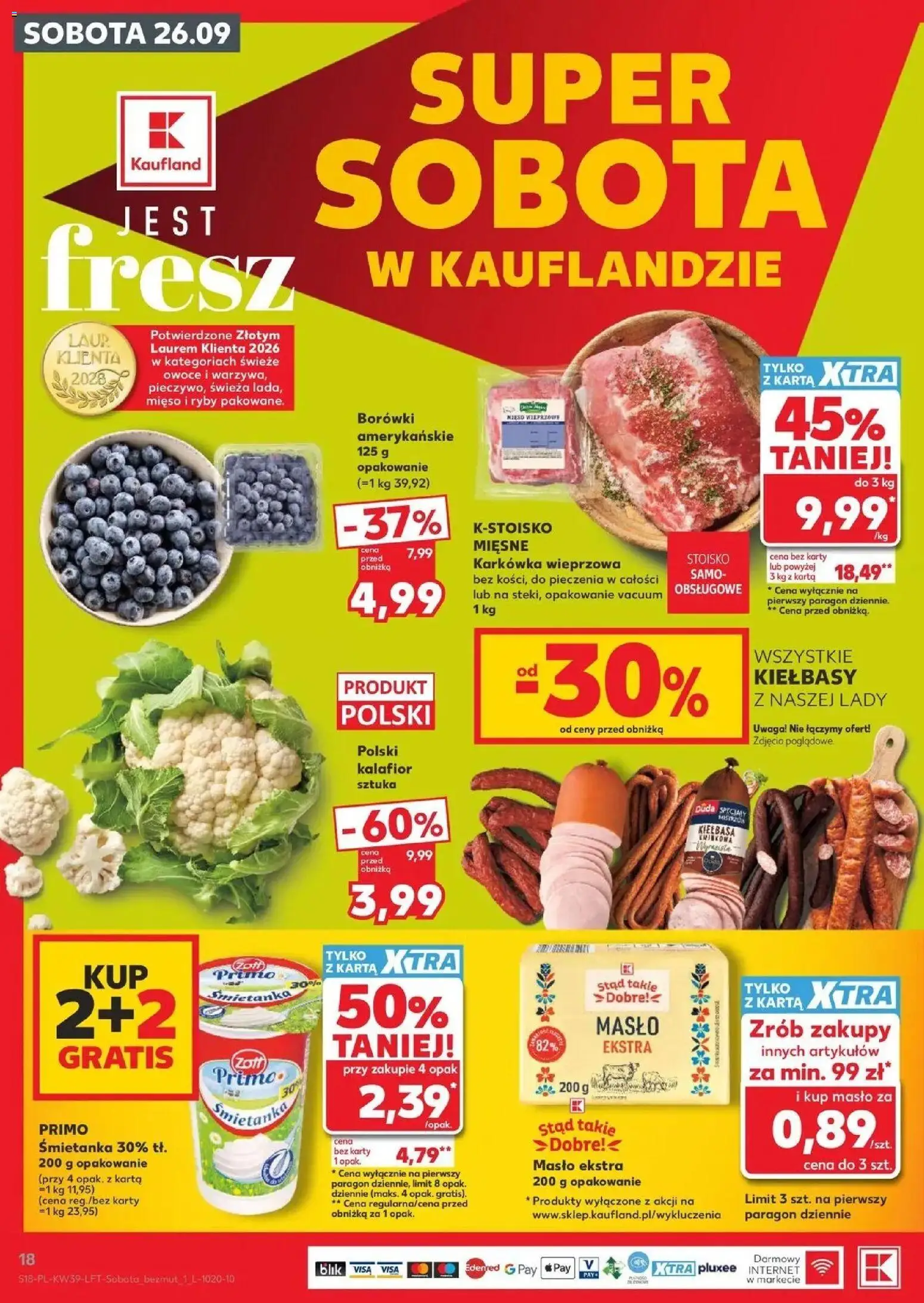 Kaufland gazetka od 24.09.2026 | Strona: 18 | Produkty: Borówki, Karkówka, Karkówka wieprzowa, Mięso