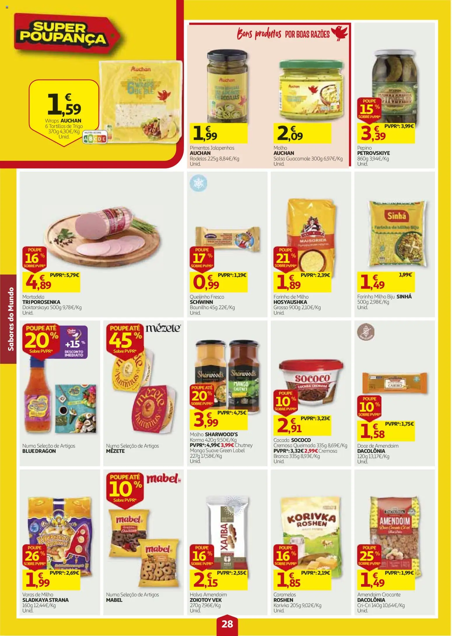 Auchan folheto │ válido de 27/08/2026 | Página: 28 | Produtos: Salsa, Manga, Milho, Farinha