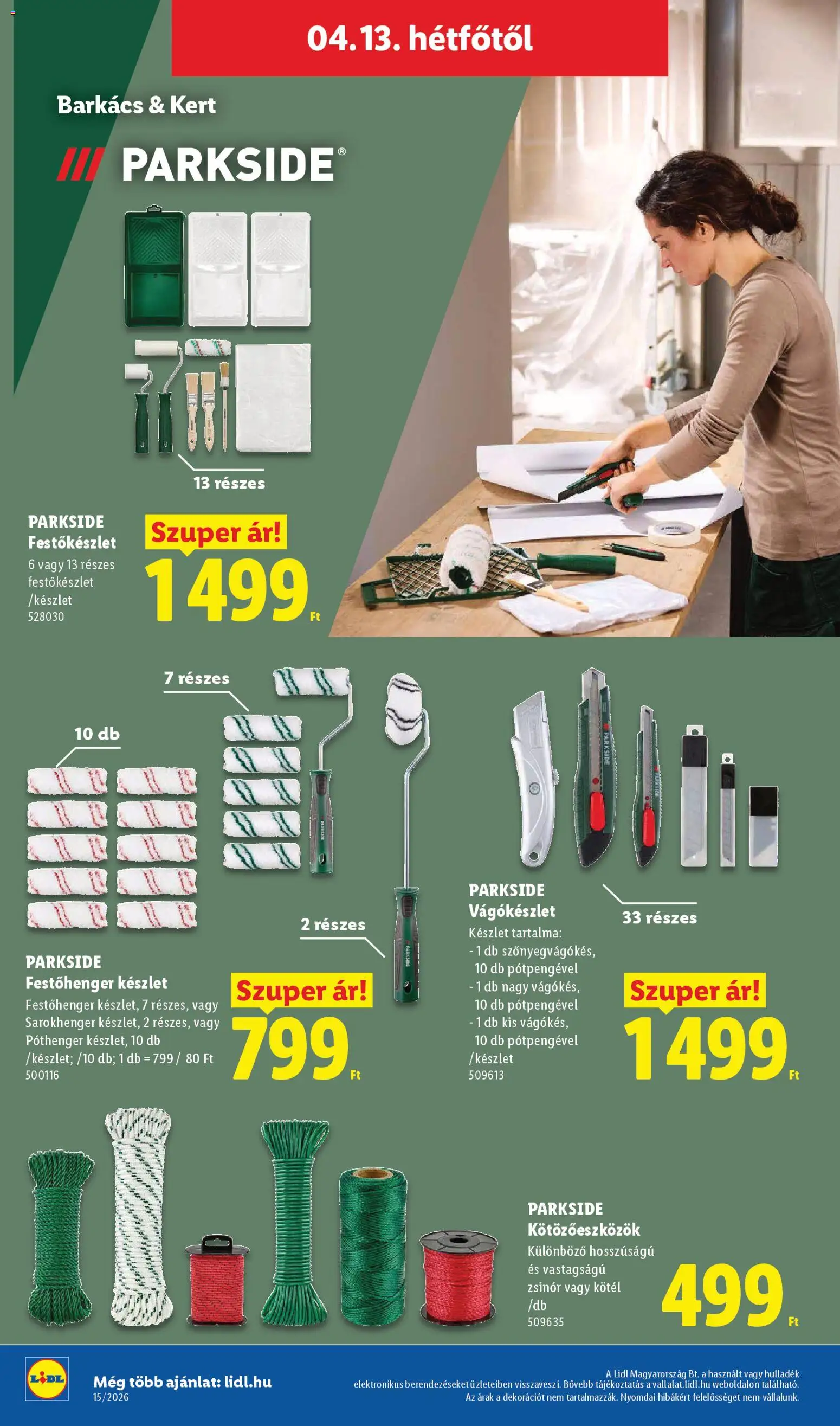 Lidl akciós ujság - amely érvényes a következő dátumtól: 09.04.2026 | Oldal: 24 | Termékek: Parkside, Kötél