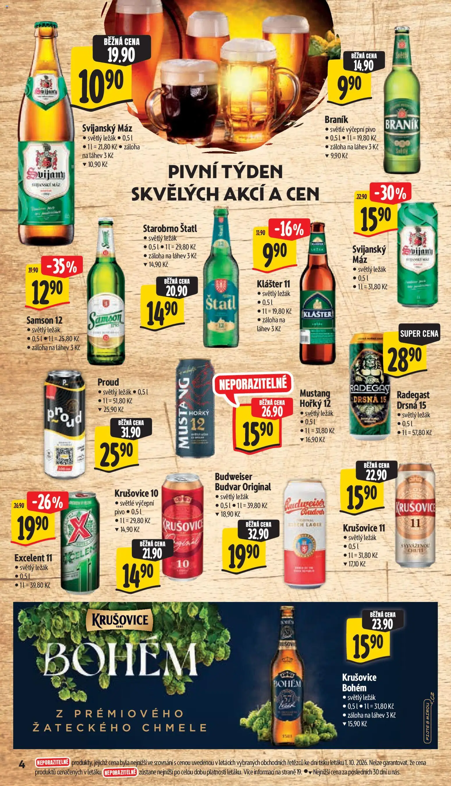 Albert leták - Supermarket Praha 4 od 07.10.2026 | Strana: 10 | Produkty: Krušovice Bohém, Svijanský Máz, Radegast, Svijany