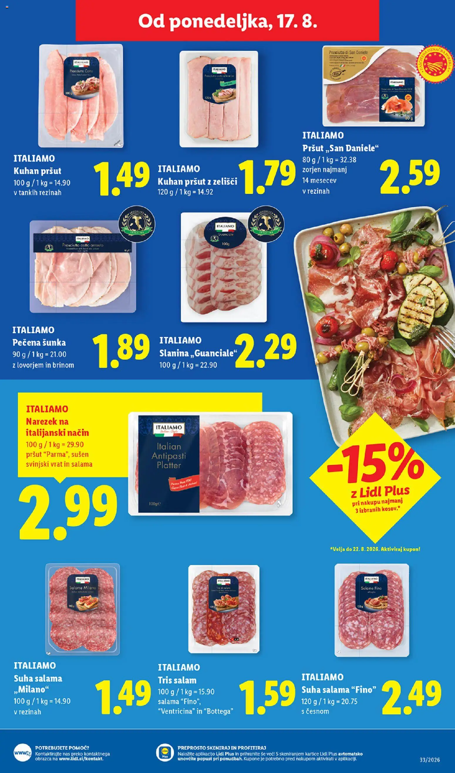 Novi Lidl katalog ponudbe – veljaven od 13.08.2026 | Stran: 47 | Izdelki: Pršut, Narezek, Slanina, Salama
