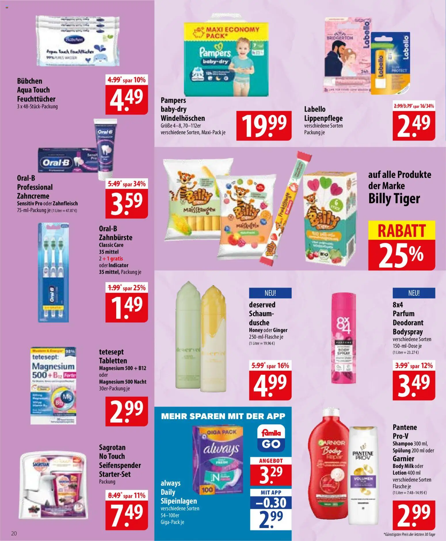 Famila Prospekt – gültig ab 01.06.2026 | Seite: 20 | Produkte: Dusche, Pampers, Shampoo, Spülung