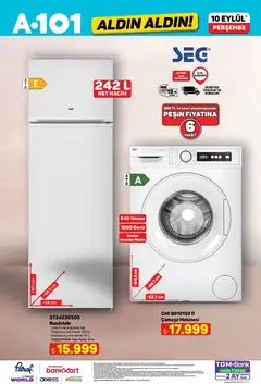 10 Eylül 2026 tarihinden itibaren geçerli olan A101 kataloğu önizlemesi | Sayfa: 6 | Ürünler: Buzdolabı, Dondurucu, Çamaşır makinesi