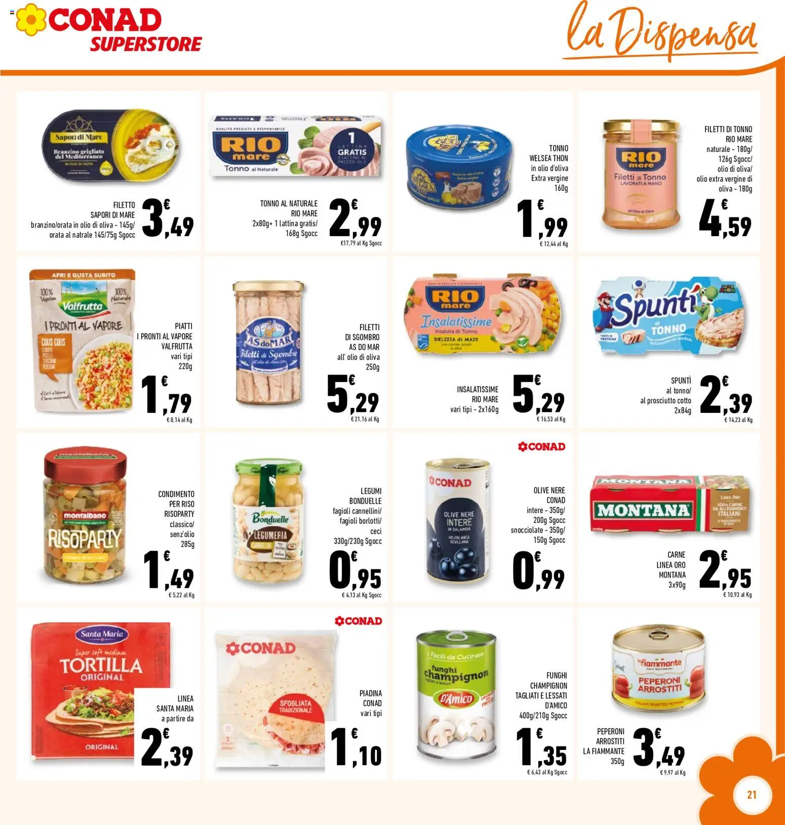 Volantino Conad del 20.05.2026 | Pagina: 21 | Prodotti: Ceci, Orata, Cous cous, Tonno