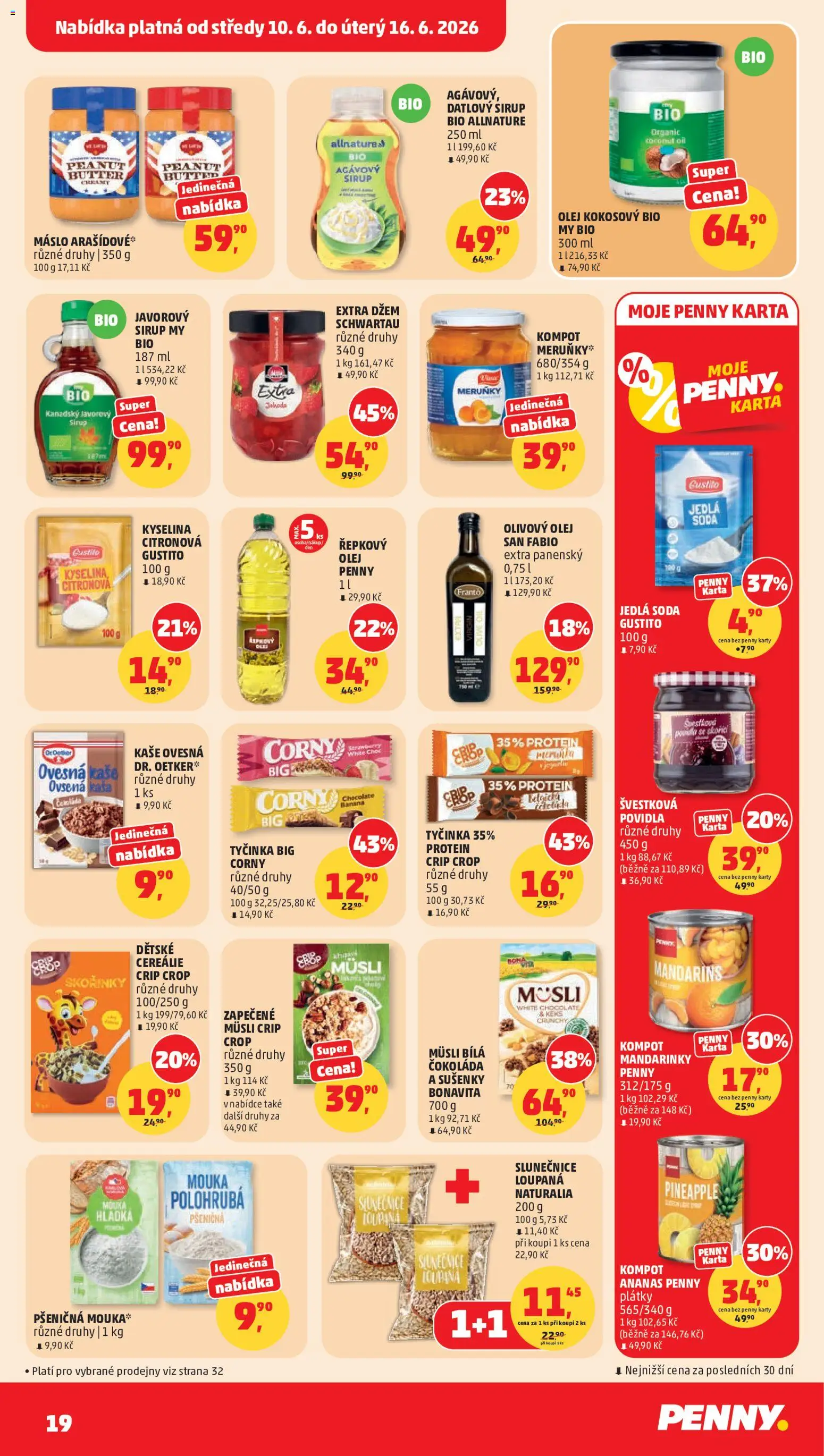 Penny Market leták od 10.06.2026 | Strana: 19 | Produkty: Džem, Čokoláda, Datlový sirup, Karty