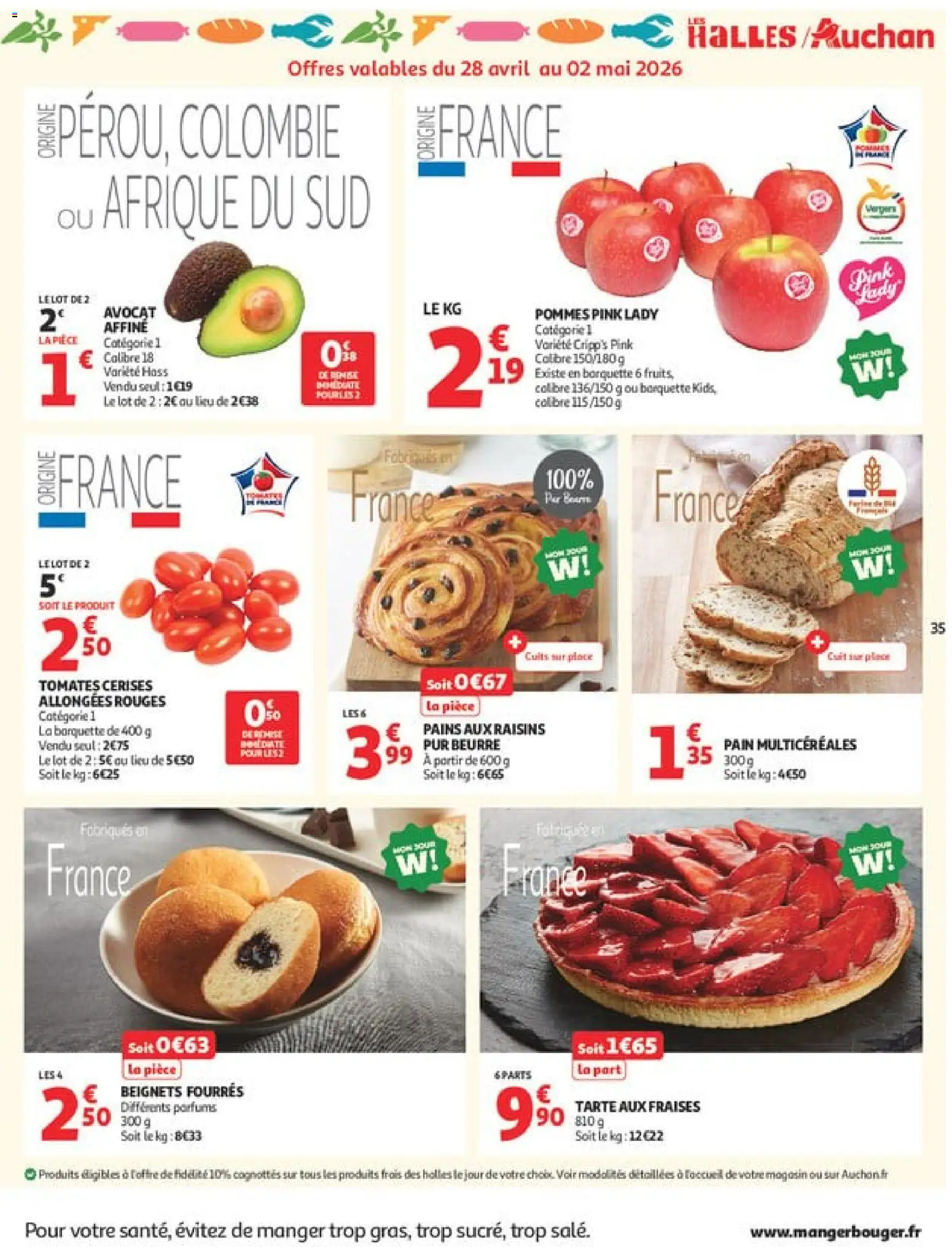 {H1} | Page: 35 | Produits: Avocat, Beurre, Pommes, Fraises