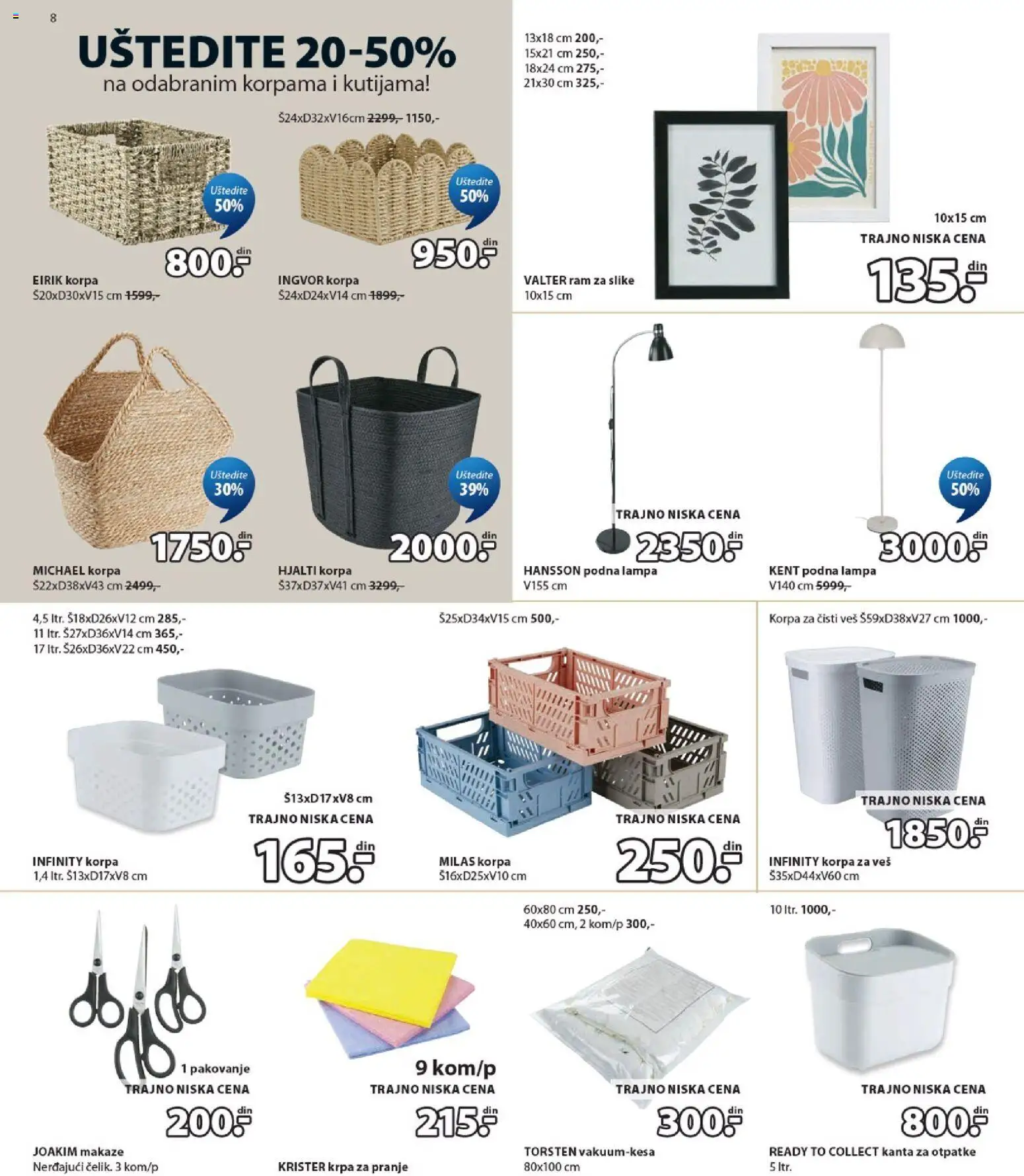 Jysk katalog - važi od 29.07.2026 | Strana: 8 | Proizvode: Korpa, Korpa za veš, Makaze, Pakovanje