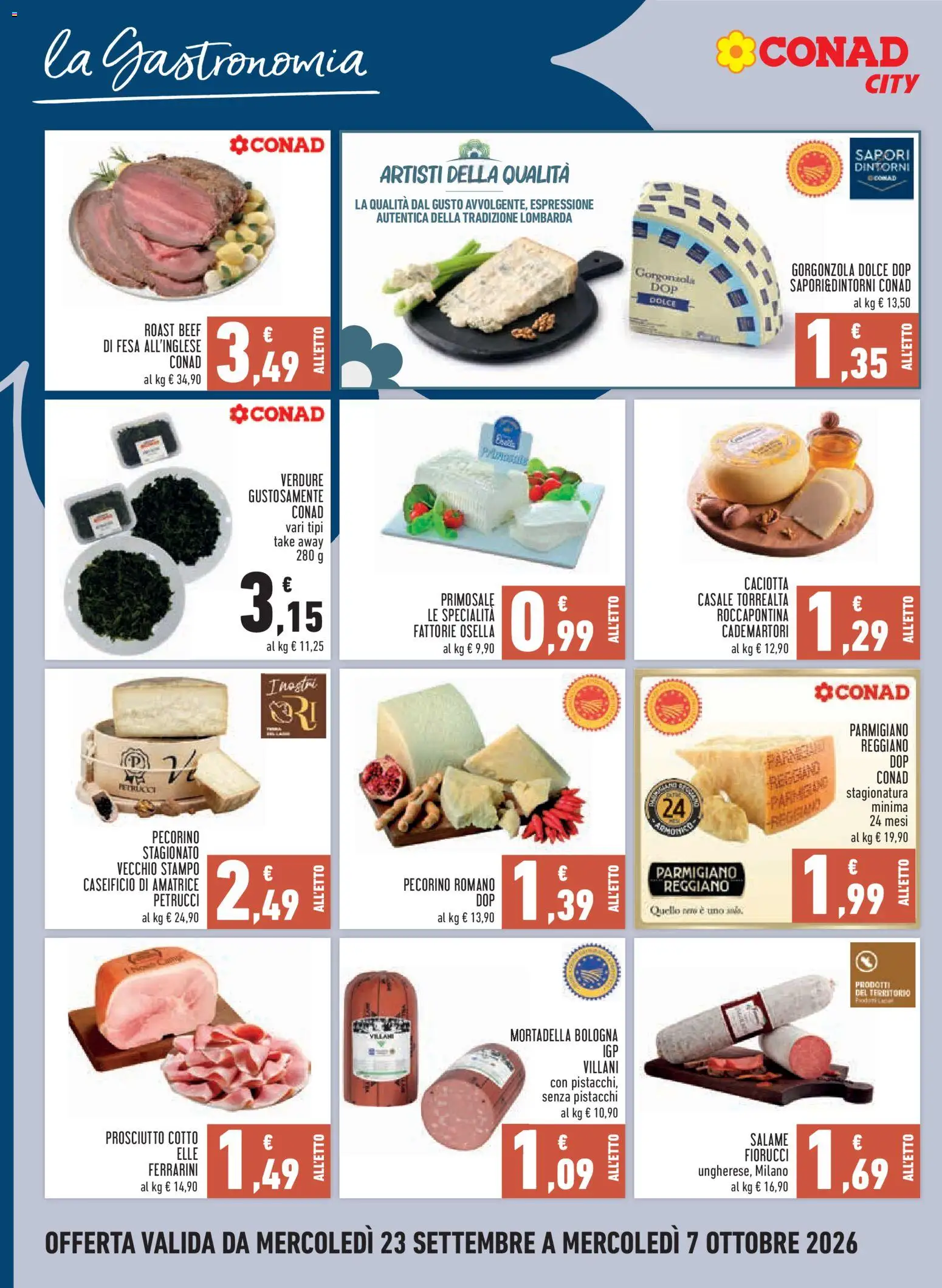 Volantino Conad del 23/09/2026 | Pagina: 6 | Prodotti: Prosciutto Cotto, Salame, Parmigiano, Pecorino