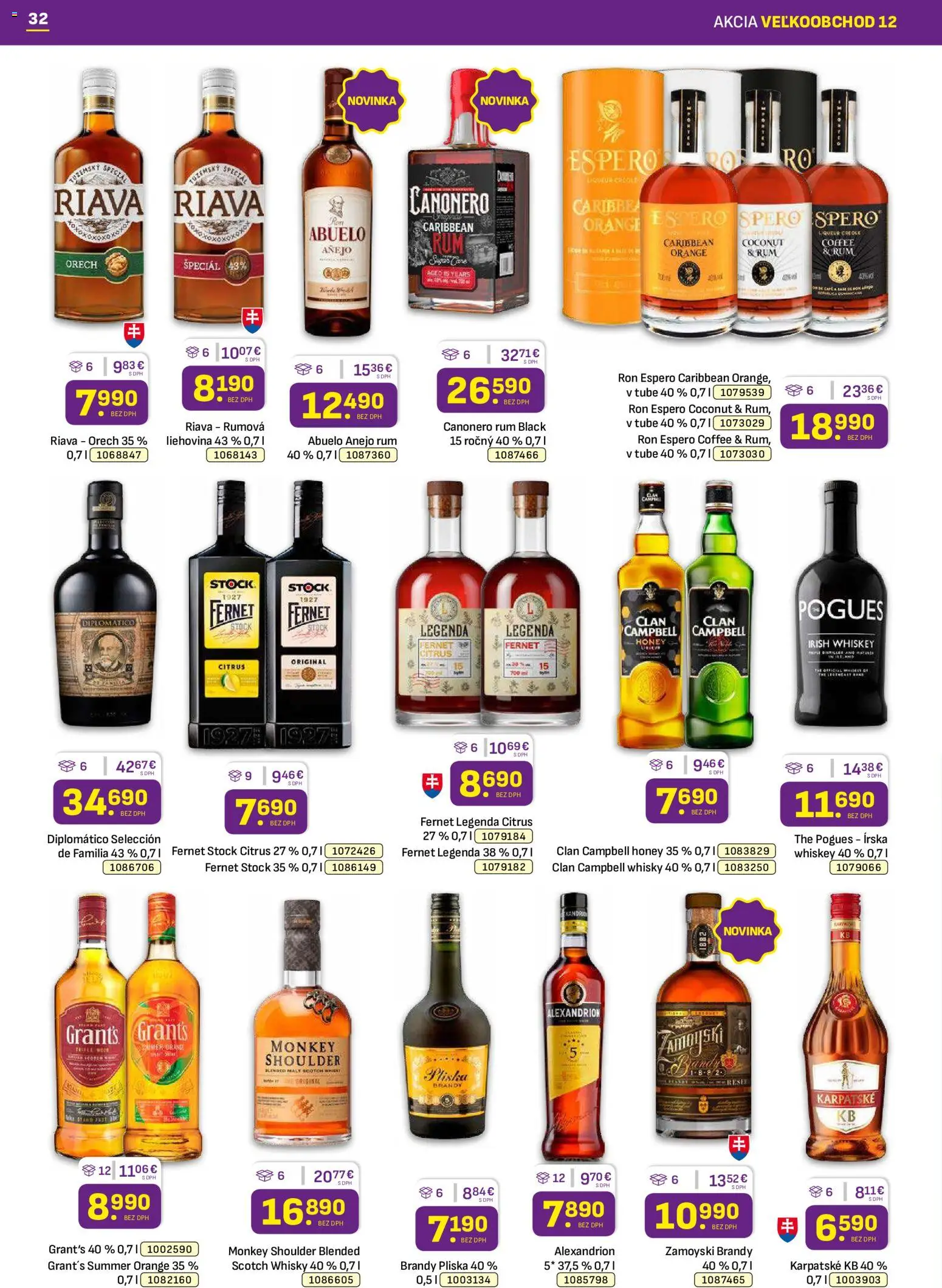 Nové Libex akcie – leták je platný od 15.06.2026 | Strana: 32 | Produkty: Diplomatico, Brandy, Fernet, Fernet Stock
