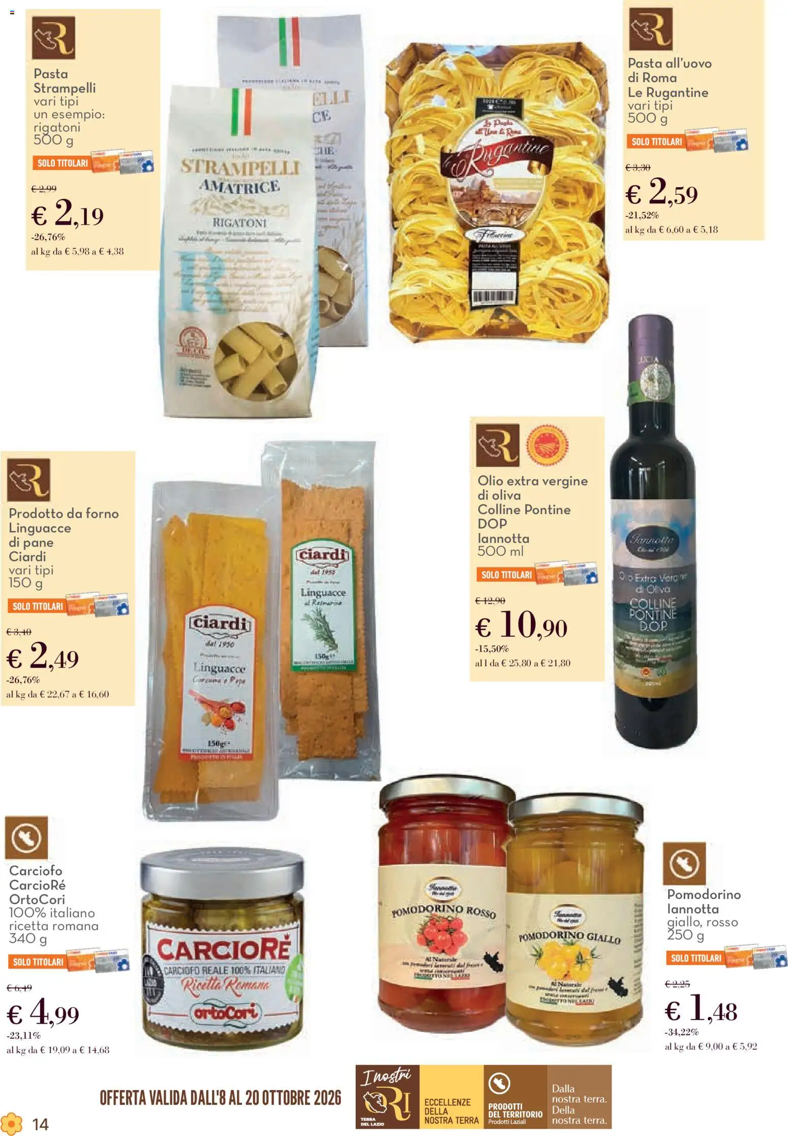 Volantino Conad del 08/10/2026 | Pagina: 14 | Prodotti: Pane, Pasta, Olio extra vergine, Forno