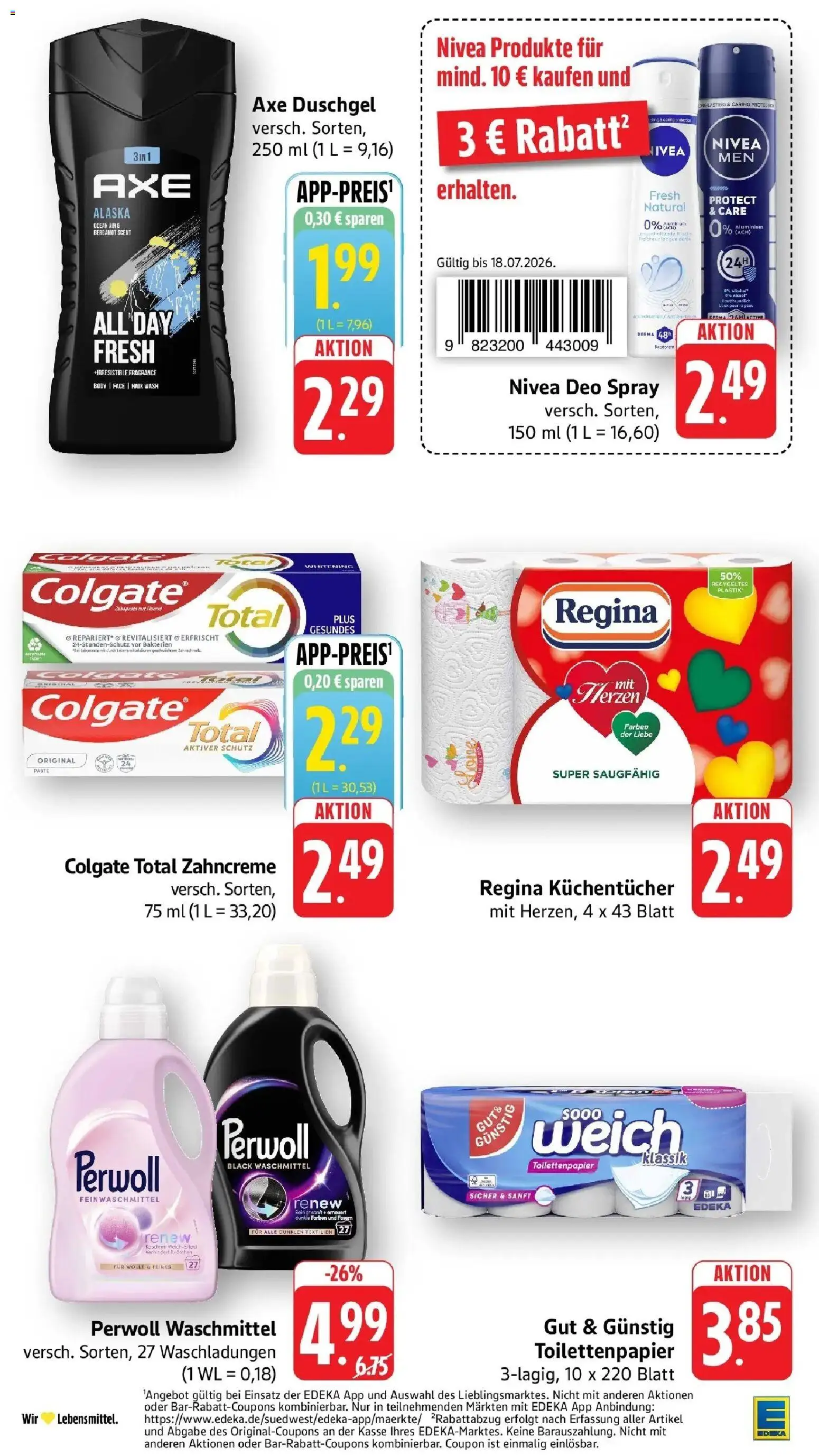Edeka prospekt Heppenheim – gültig ab 13.07.2026 | Seite: 38 | Produkte: Perwoll, Duschgel, Waschmittel, Toilettenpapier