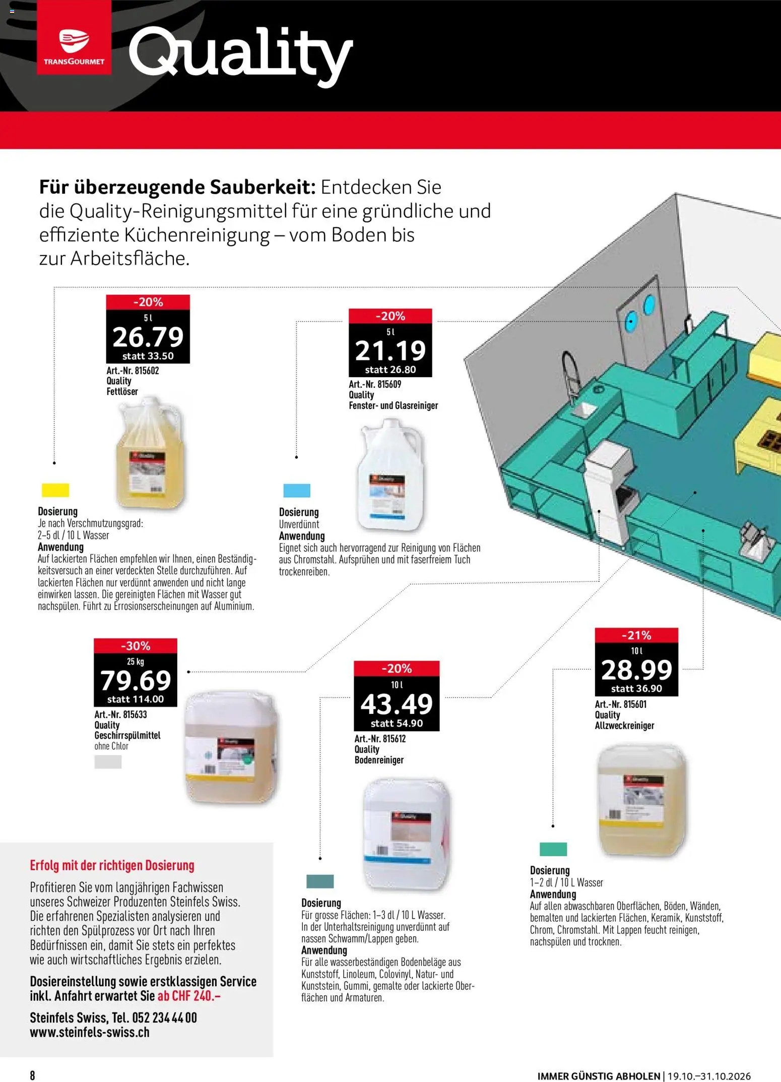Prodega aktionen Reinigung – gültig ab 19.10.2026 | Seite: 8 | Produkte: Geschirrspülmittel, Wasser