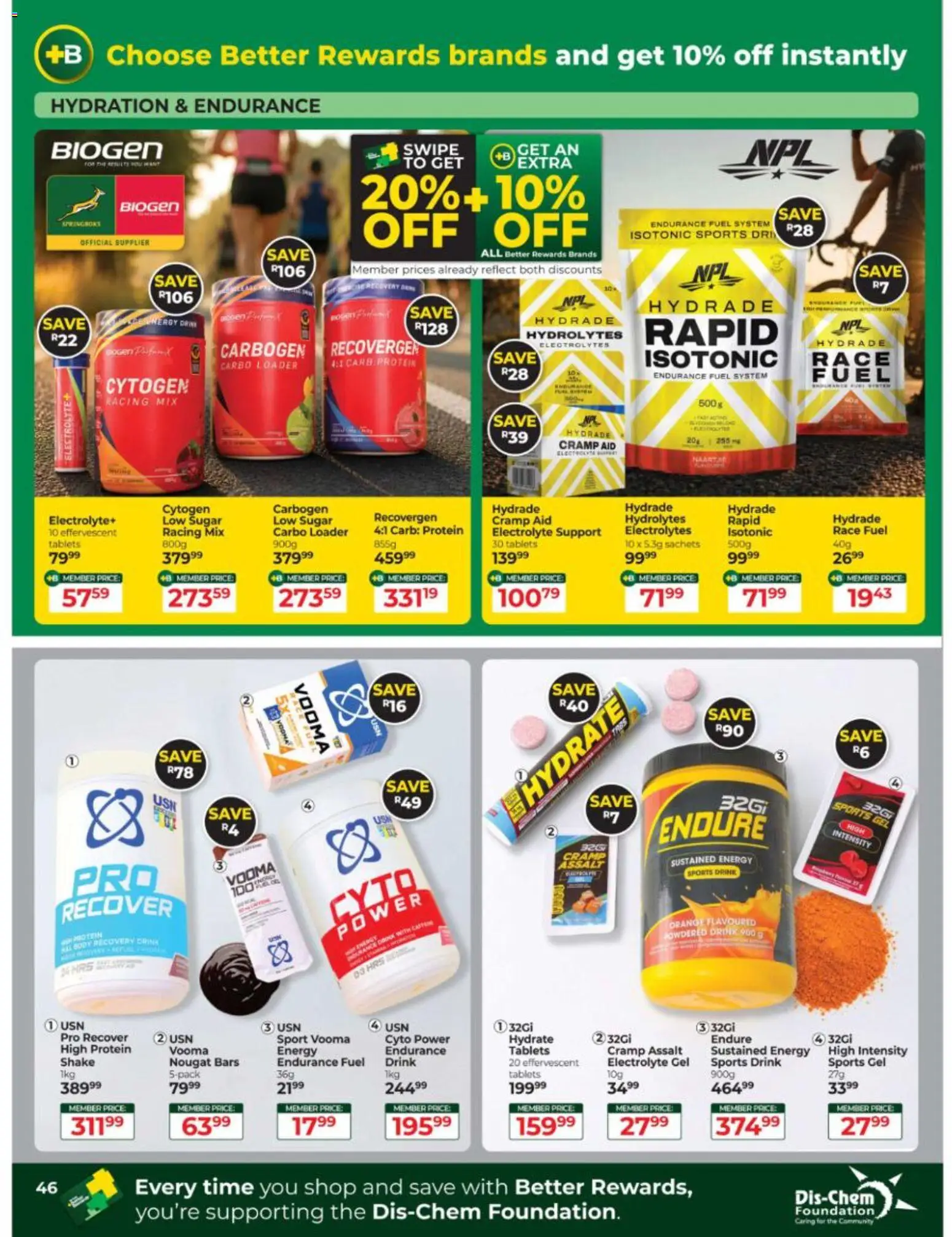 New Dis-Chem catalogue – valid from 15/09/2026 | Page: 46 | Products: Protein, Foundation, Sugar, Sports drink