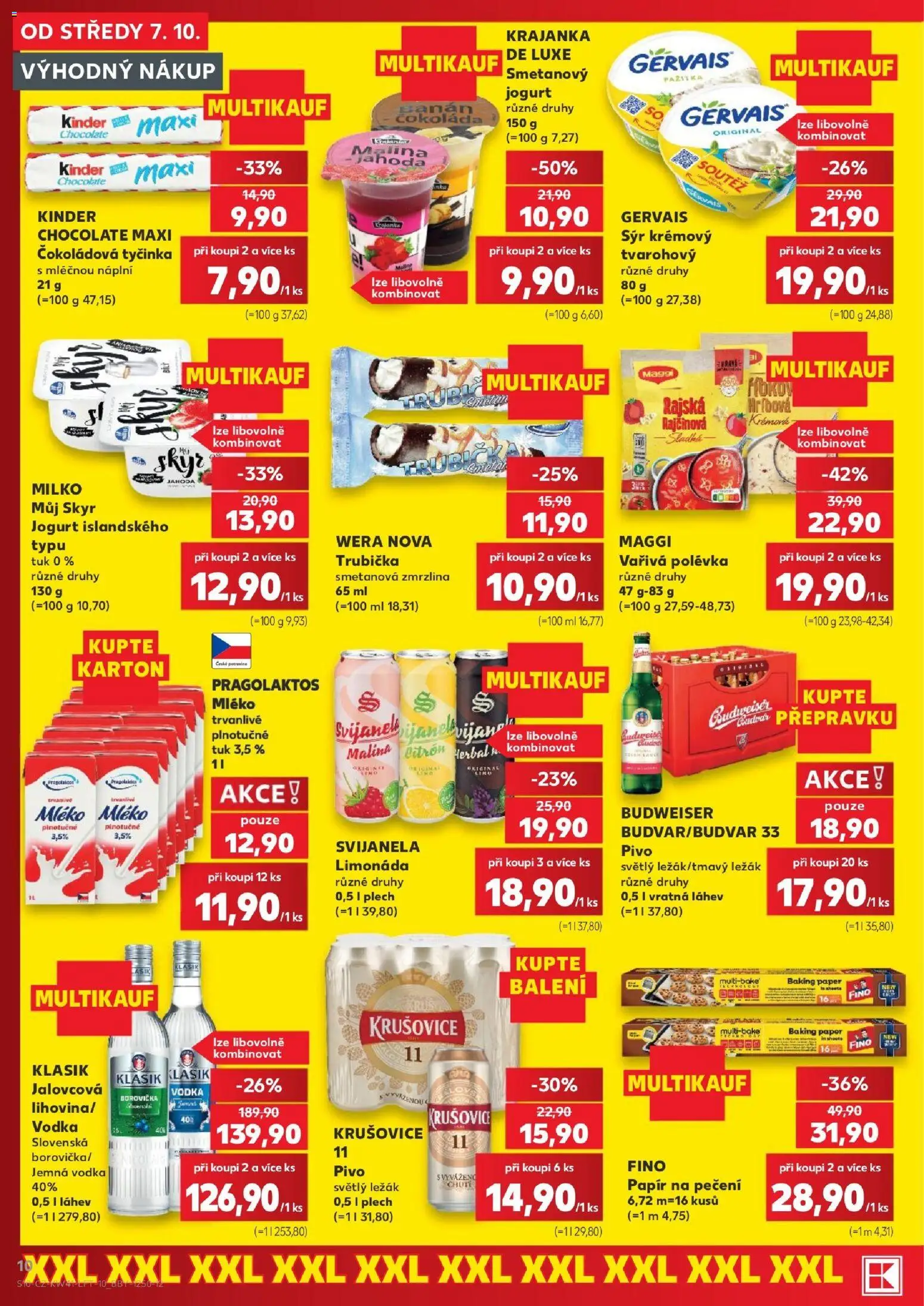Kaufland leták - Praha 8 od 07.10.2026 | Strana: 10 | Produkty: Sýr, Vodka, Papír na pečení, Láhev