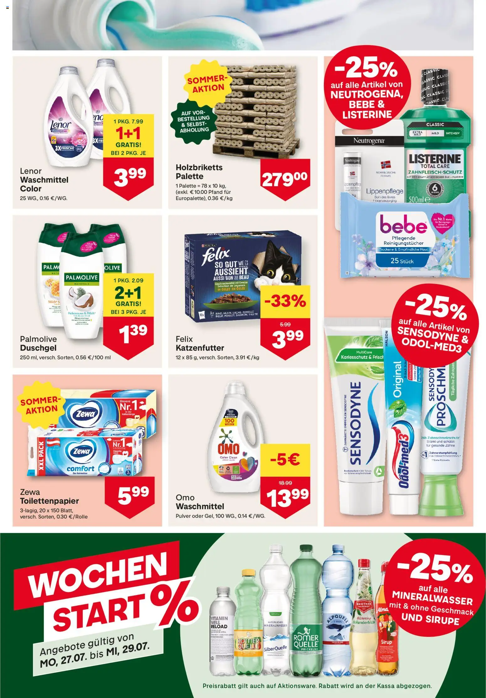 MPREIS Flugblatt gültig ab 23.07.2026 | Seite: 15 | Produkte: Milch, Duschgel, Reinigungstücher, Waschmittel