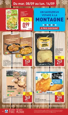 Aldi - Prévisualisation de FLEURS DES CHAMPS® POMMES DE TERRE CUITES À LA VAPEUR, Pommes de terre cuites à la vapeur valide à partir de 08/09/2026 | Page: 28 | Produits: Fleurs, Plats préparés, Béchamel, Porc