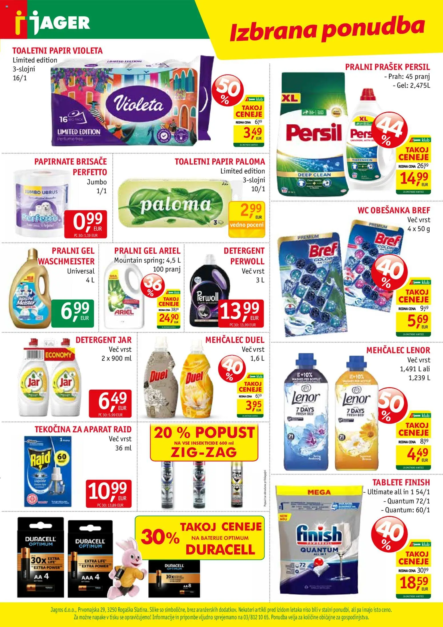 Novi Jager katalog ponudbe – veljaven od 10.06.2026 | Stran: 15 | Izdelki: Pralni prašek, Toaletni papir, Papirnate brisače, Detergent