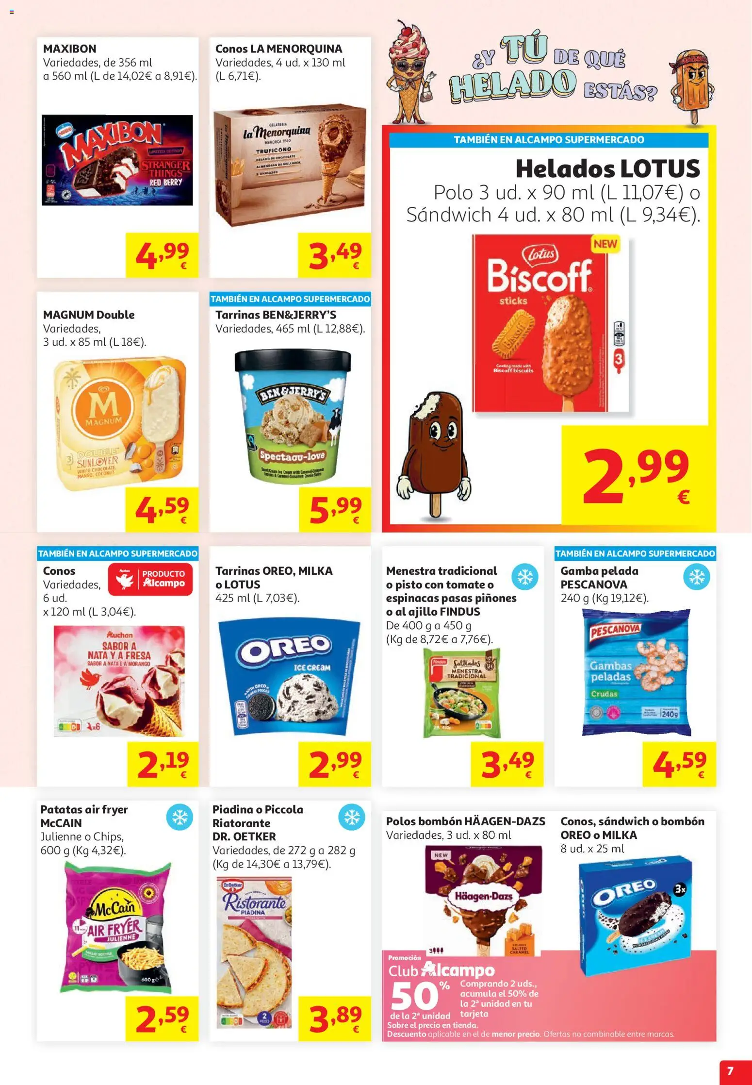 Alcampo HG Unico No Litoral │ válido desde el 15/07/2026 | Página: 7 | Productos: Chocolate, Πορσελάνη, Helado, Gamba