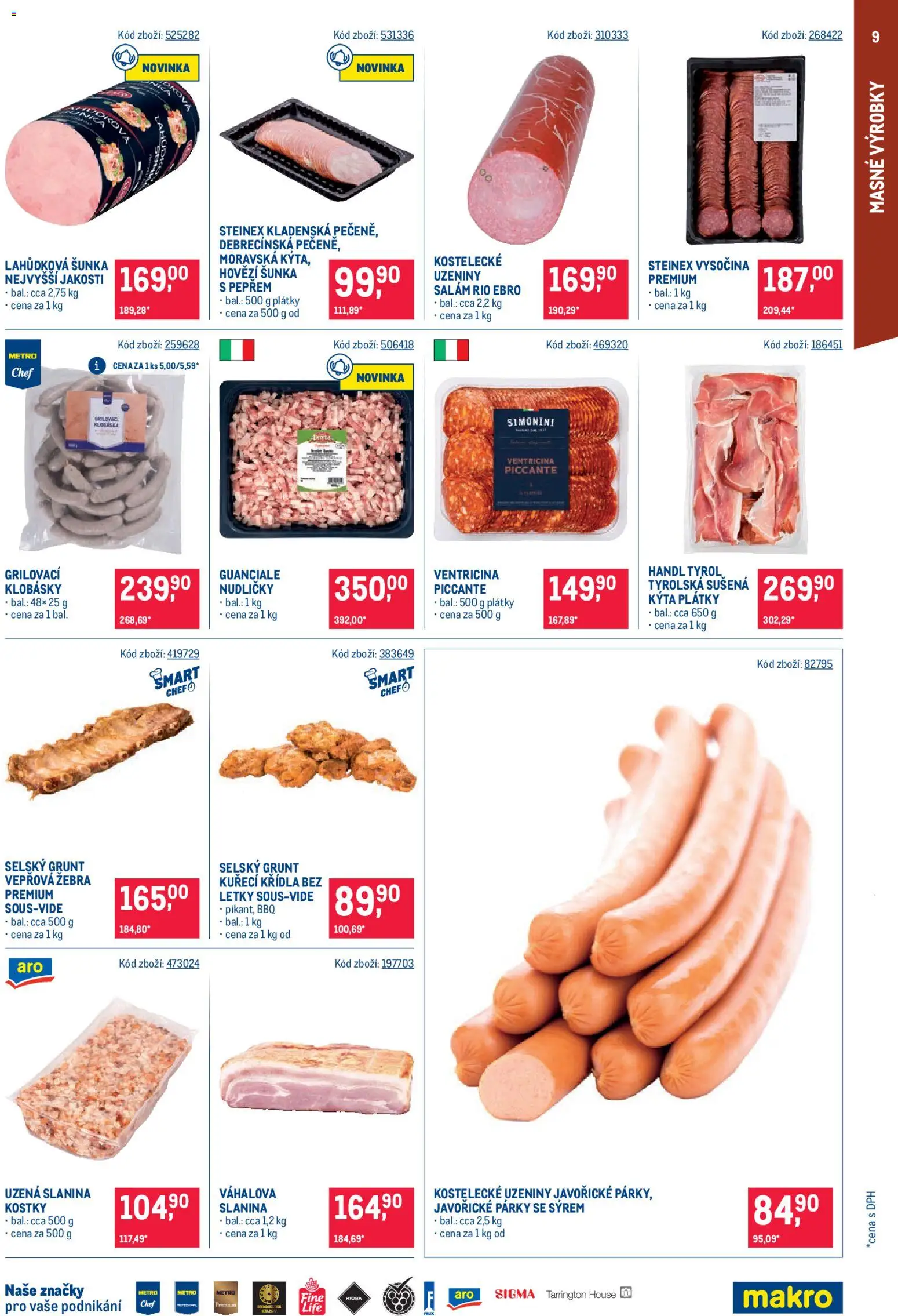 Makro leták - Gastronomie od 26.08.2026 | Strana: 9 | Produkty: Šunka, Hovězí šunka, Párky, Kuřecí Křídla
