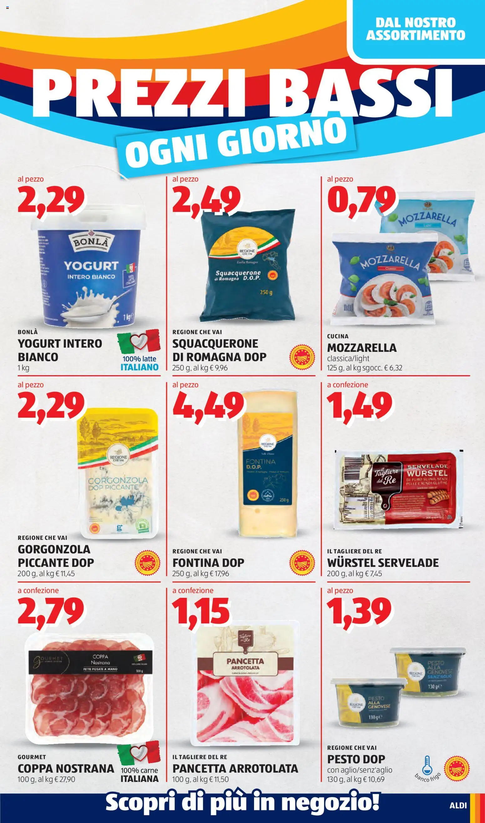 Volantino Aldi del 03/08/2026 | Pagina: 3 | Prodotti: Latte, Wurstel, Carne, Tagliere