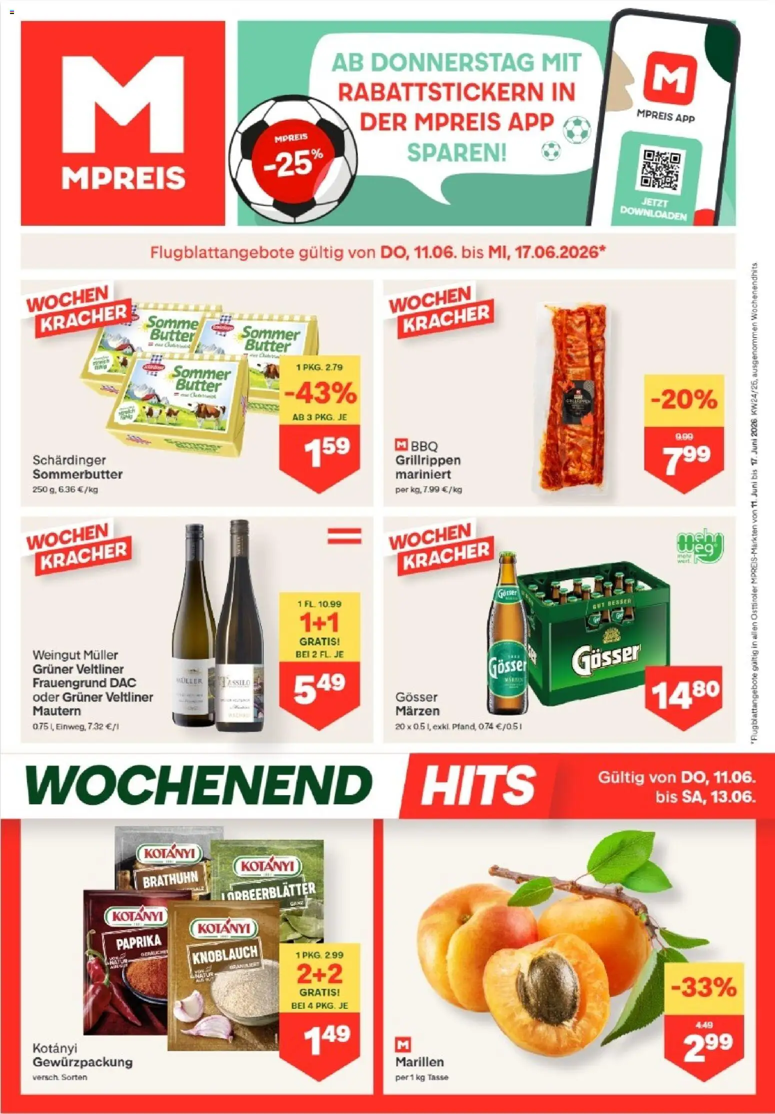 MPREIS Anras gültig ab 11.06.2026 | Seite: 1 | Produkte: Knoblauch, Butter