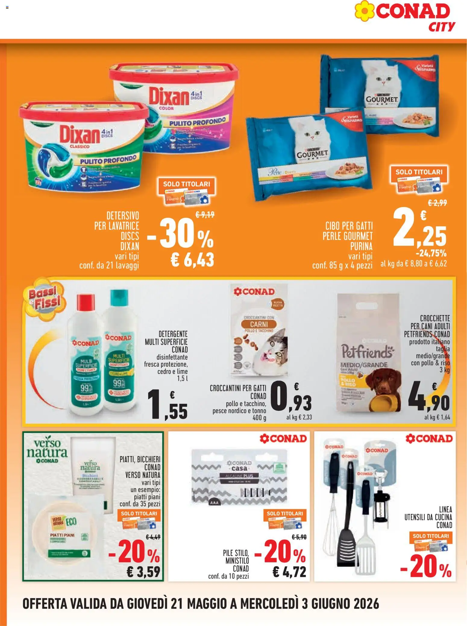 Volantino Conad del 21.05.2026 | Pagina: 16 | Prodotti: Pile, Lime, Lavatrice, Tonno