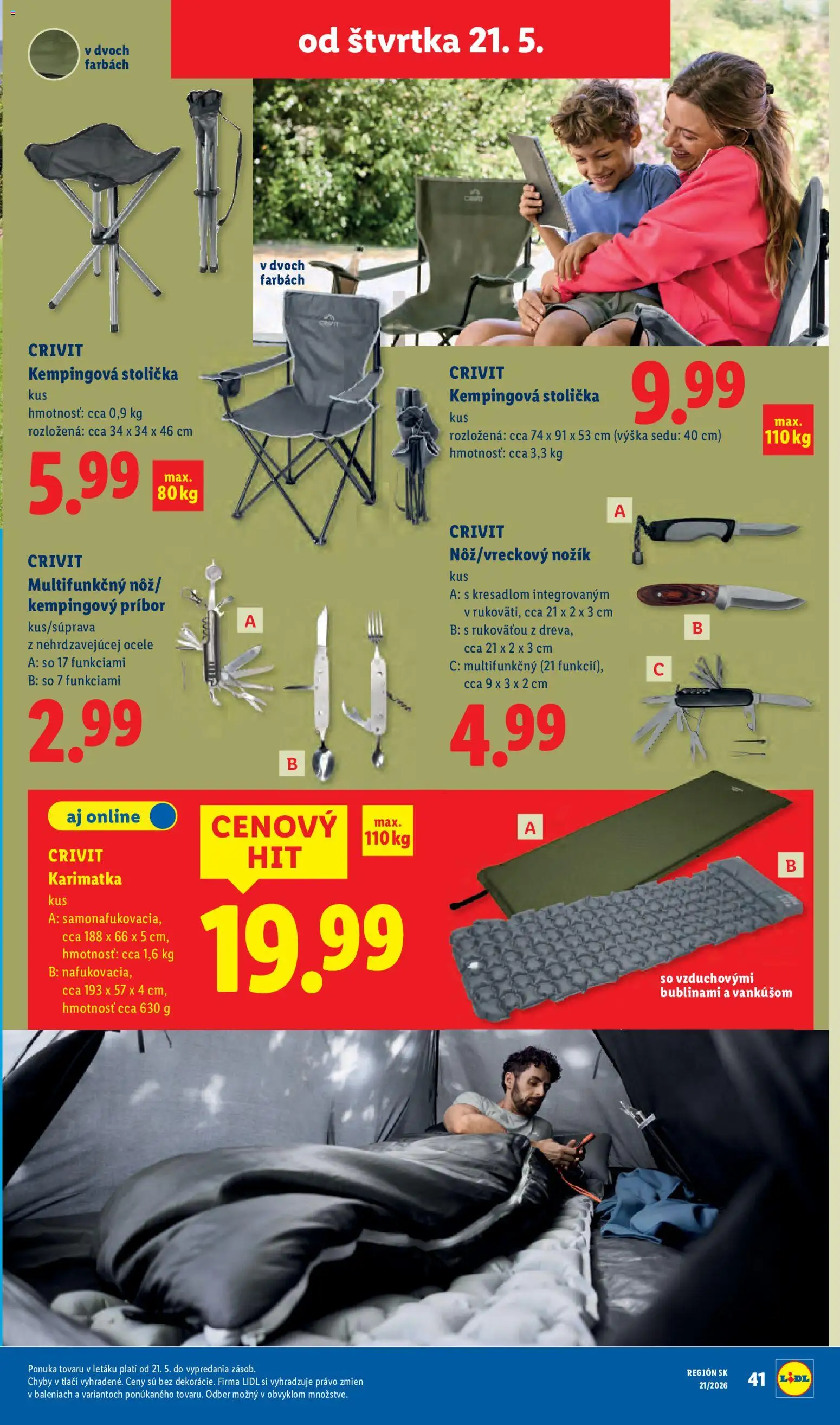 Nové Lidl akcie – leták je platný od 18.05.2026 | Strana: 86 | Produkty: Kempingová stolička, Stolička