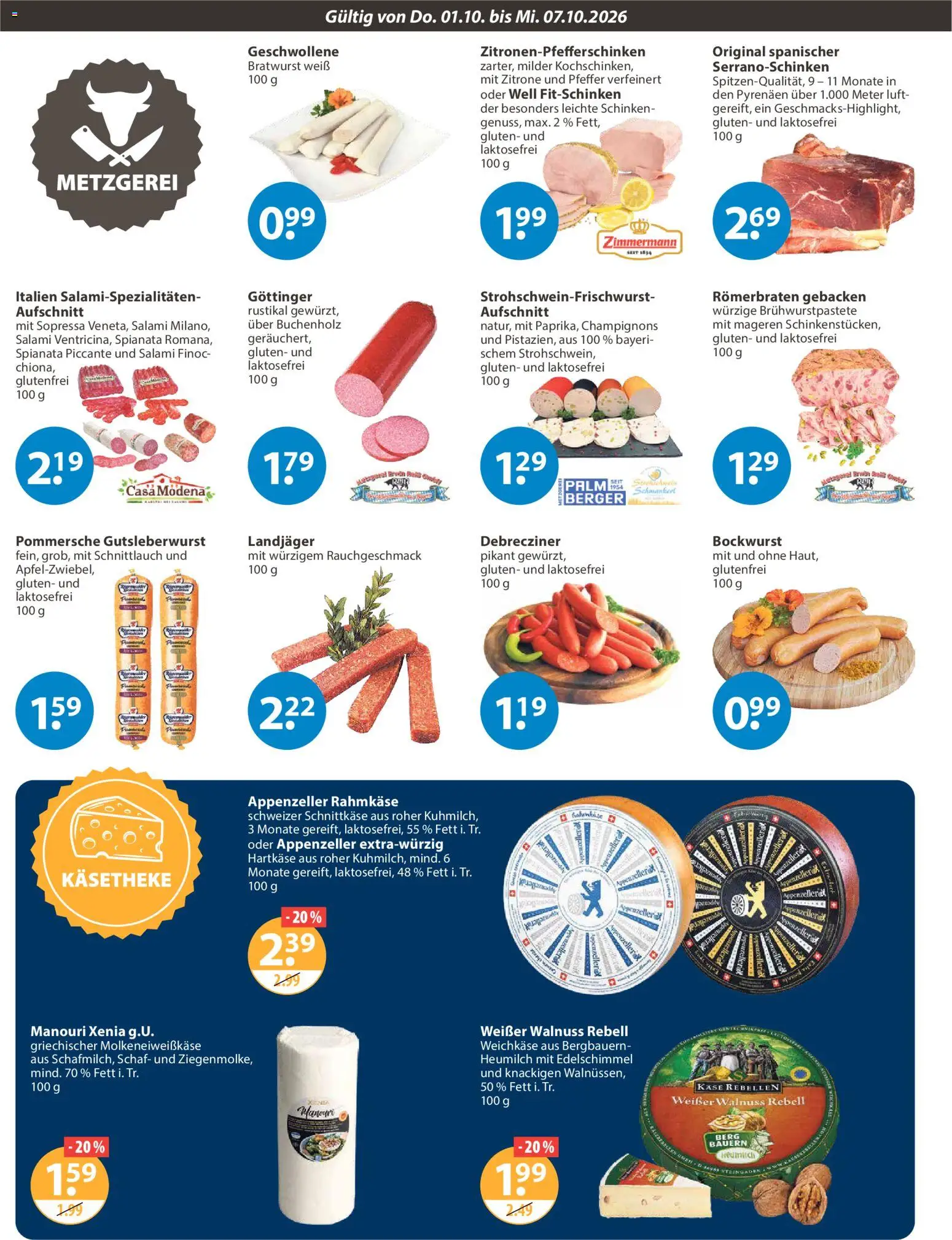 V-Markt Angebote – gültig ab 01.10.2026 | Seite: 2 | Produkte: Bockwurst, Bratwurst, Zitrone, Salami